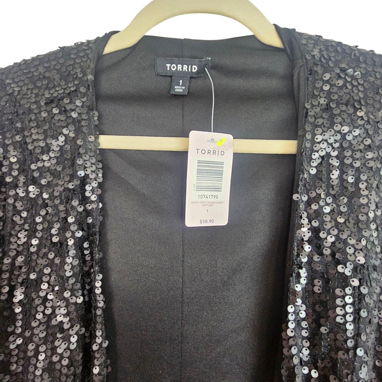 Torrid Torrid Womens Cropped Drape Front Sequin Jacket Plus Size 1X Size XL / US 12-14 / IT 48-50 - 2 Thumbnail