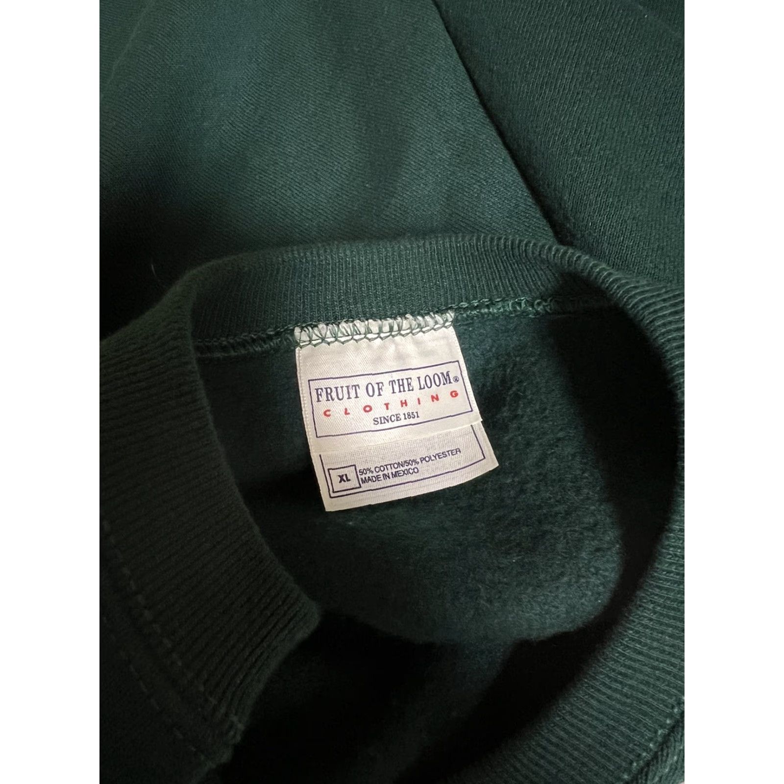 Fruit Of The Loom VINTAGE Fruit of the Loom Sweater Mens XL Green Crew Neck Pullover Sweatshirt Blank 80s Knit Cotton Blend Polyester Blend Regular Men Size US XL / EU 56 / 4 - 3 Thumbnail