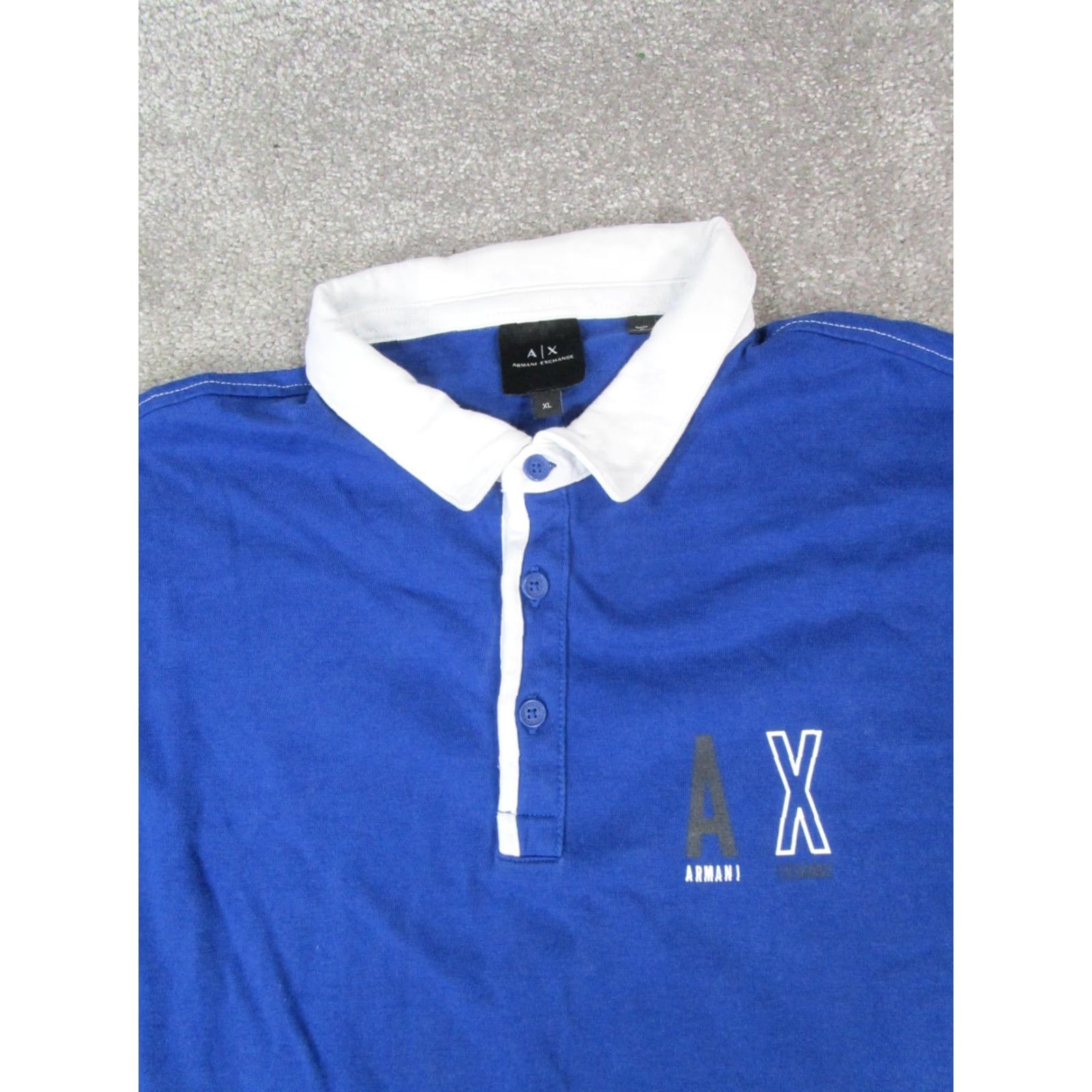 Armani Exchange VINTAGE Armani Exchange AX Polo Shirt Mens XL Blue White Cotton Golf Size US XL / EU 56 / 4 - 2 Thumbnail
