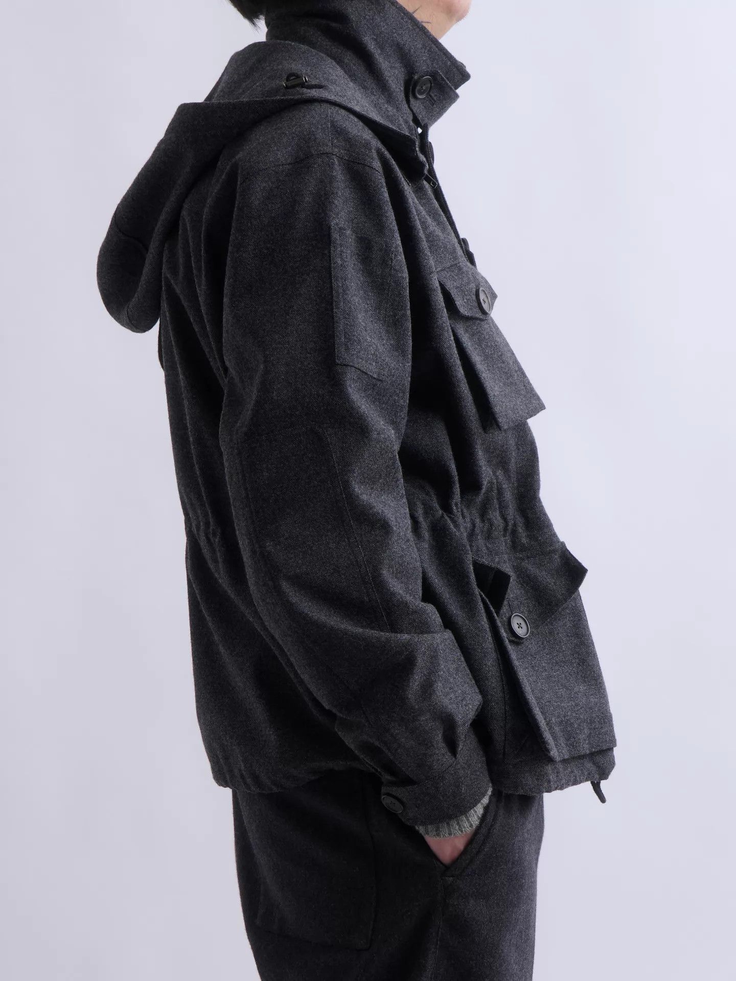 Raf Simons 00s JIL SANDER Raf Simons Gray Wool Hooded Jacket Size US L / EU 52-54 / 3 - 4 Thumbnail