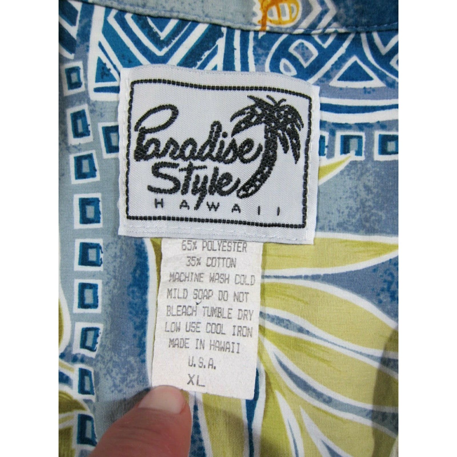 Paradise VINTAGE Paradise Style Cotton Blue Yellow Green Floral Hawaiian Shirt Men XL Size US XL / EU 56 / 4 - 3 Thumbnail