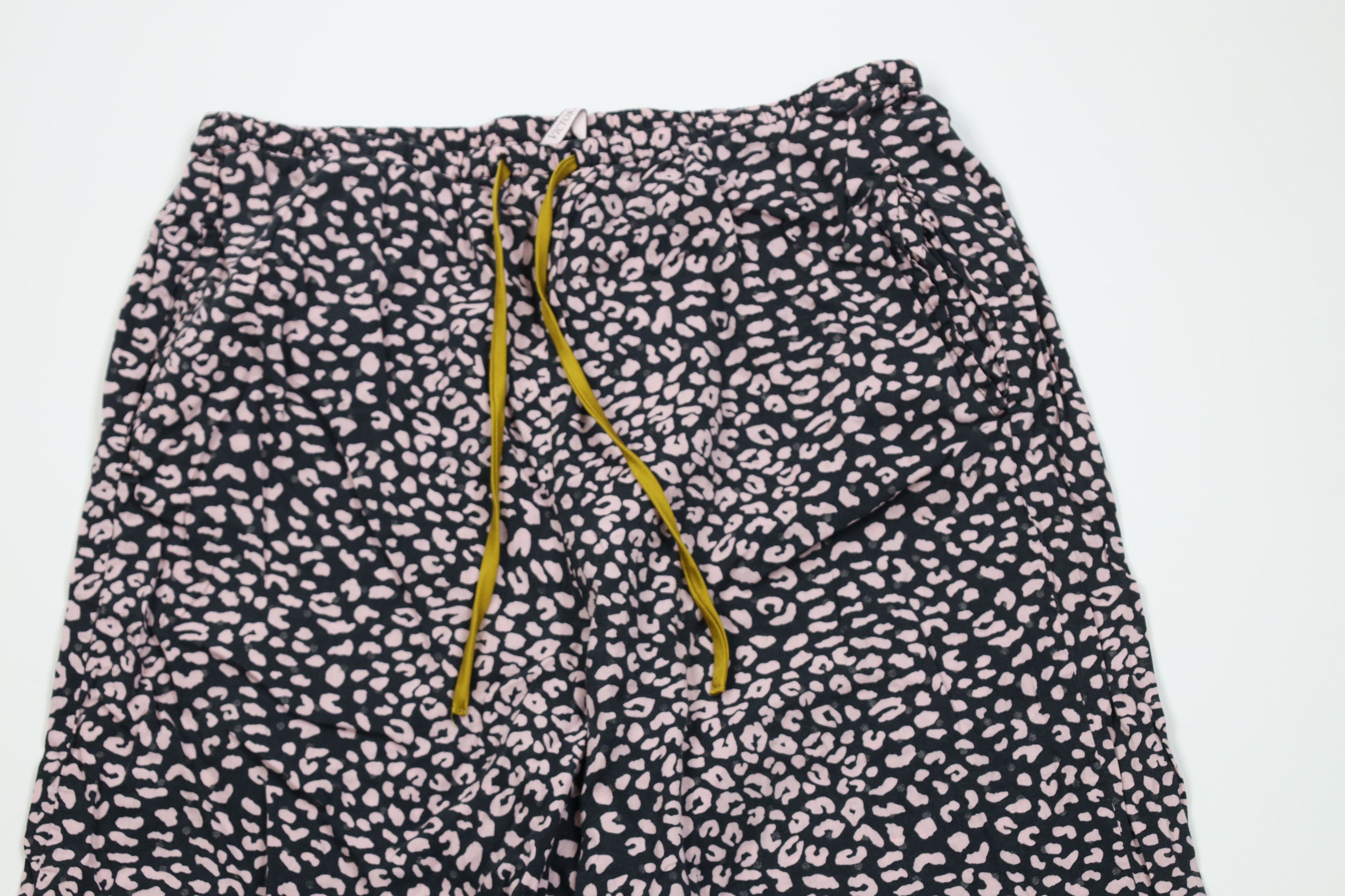 Vintage Victorias Secret Leopard Lace Trim Wide Leg Pajama Pants Size 28" / US 6 / IT 42 - 2 Thumbnail