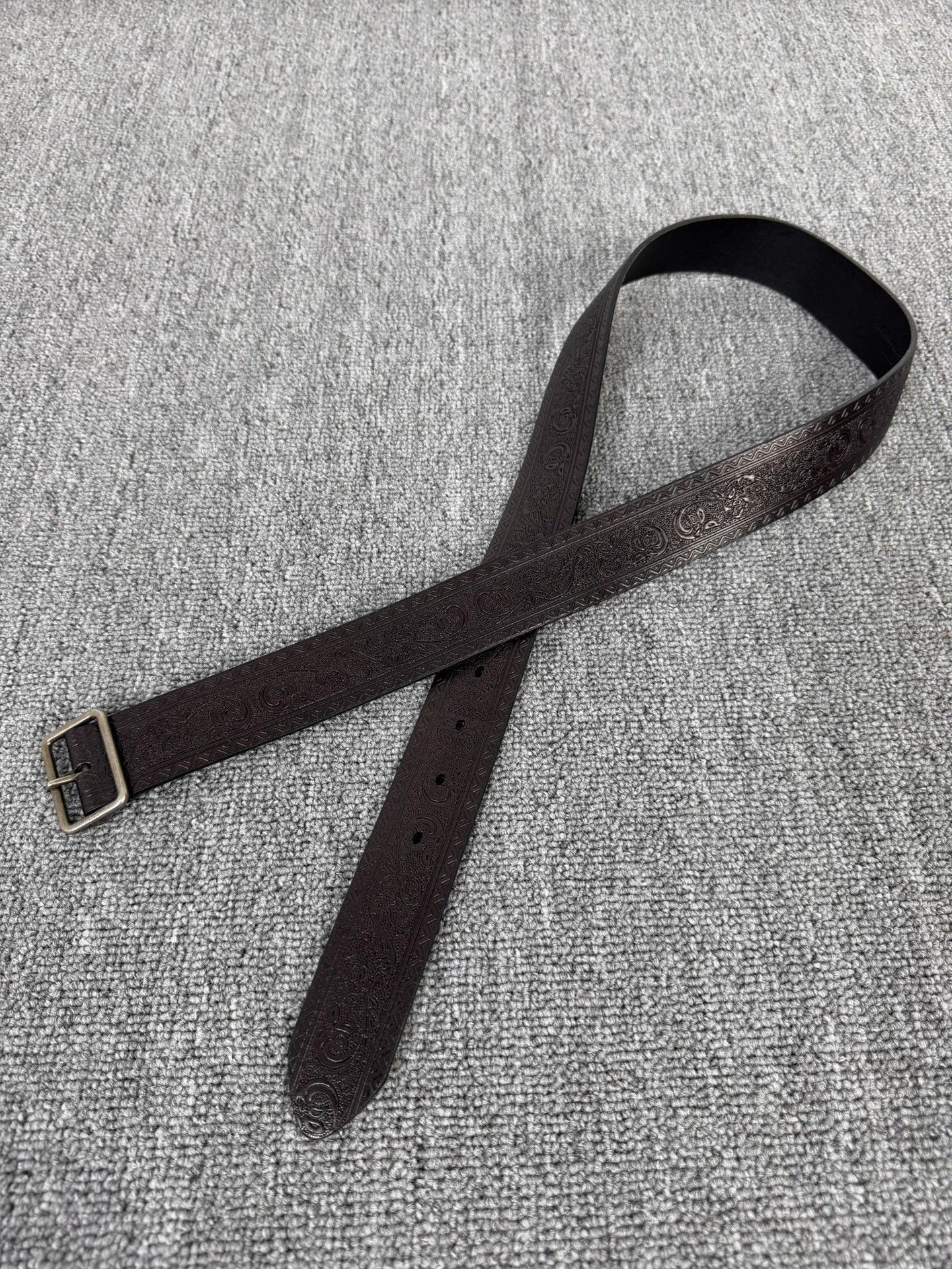 Saint Laurent Paris YSL SLP 18FW Paisley Emboss Rect Buckle Belt 90cm Size ONE SIZE - 1 Thumbnail