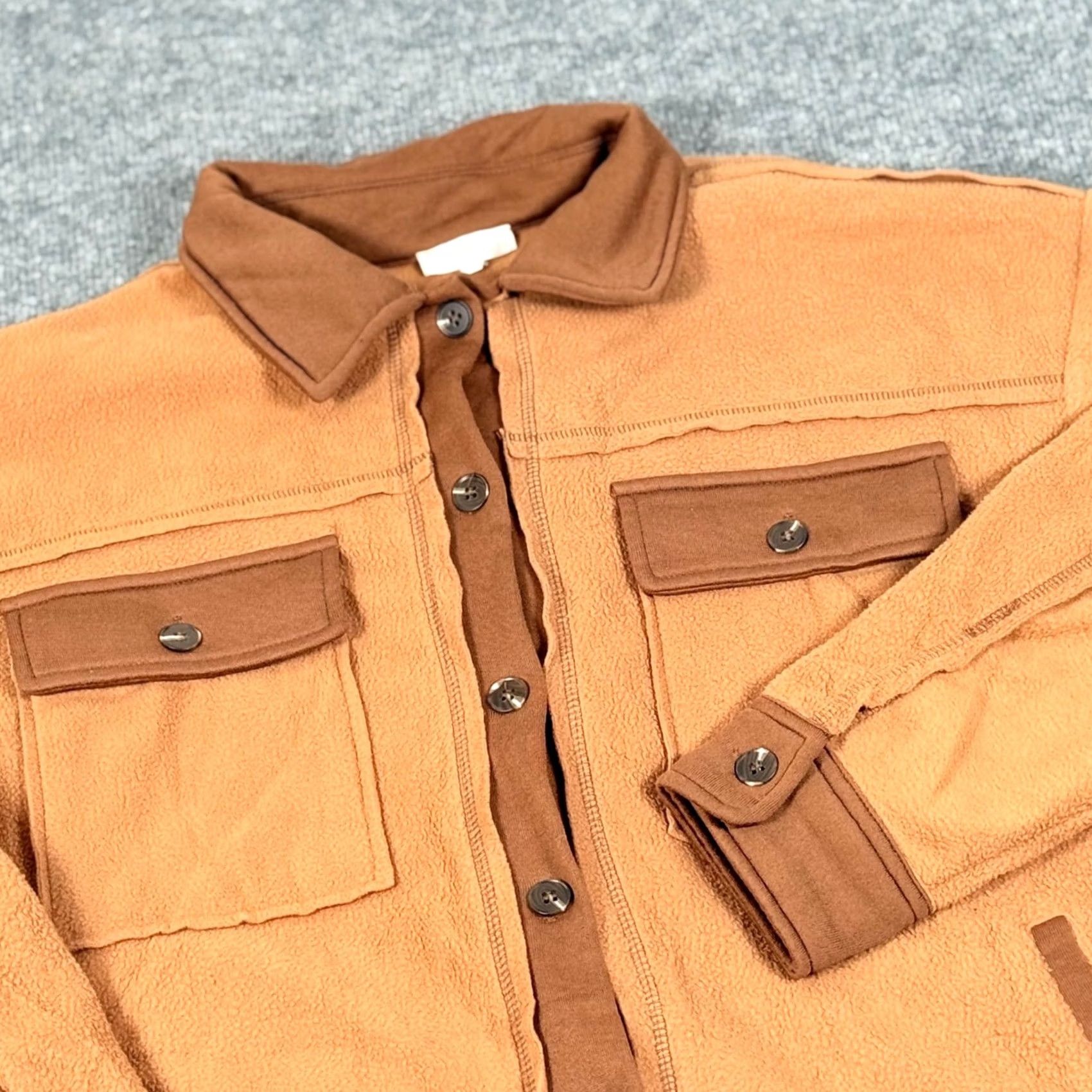 Vintage La Miel Fleece Shirt Jacket Shacket Oversized Button Up Brown Pockets Elbow Patch Casual Womens S Size S / US 4 / IT 40 - 2 Thumbnail