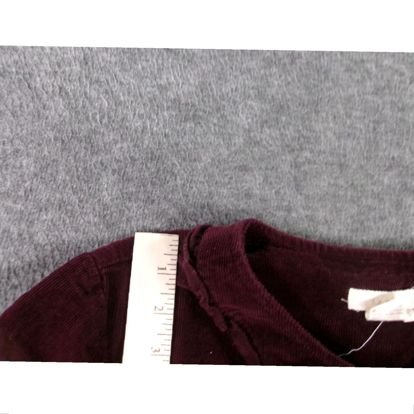 Sandro Sandro Corduroy Jacket Womens Medium Maroon Ruffled Boho Chic Casual Fall Spring Layering Snap Size M / US 6-8 / IT 42-44 - 4 Thumbnail