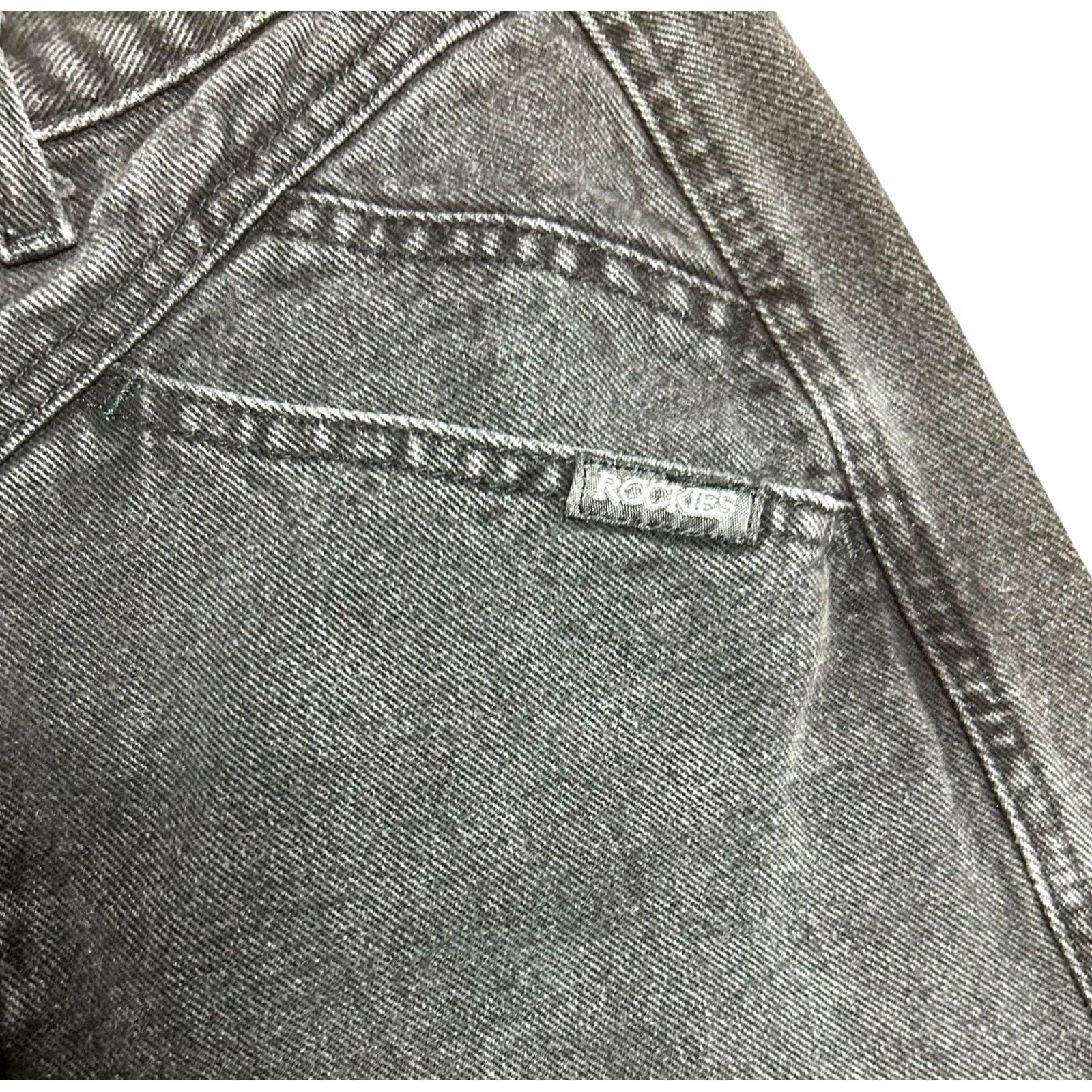 Vintage VINTAGE Rockies Black Denim Jeans Women 29x28 Western Straight 5-Pocket 100% Cotton Montana Rockies 90s Cowboy Theme Mens Womens Girls Boys Size 29" - 6 Thumbnail