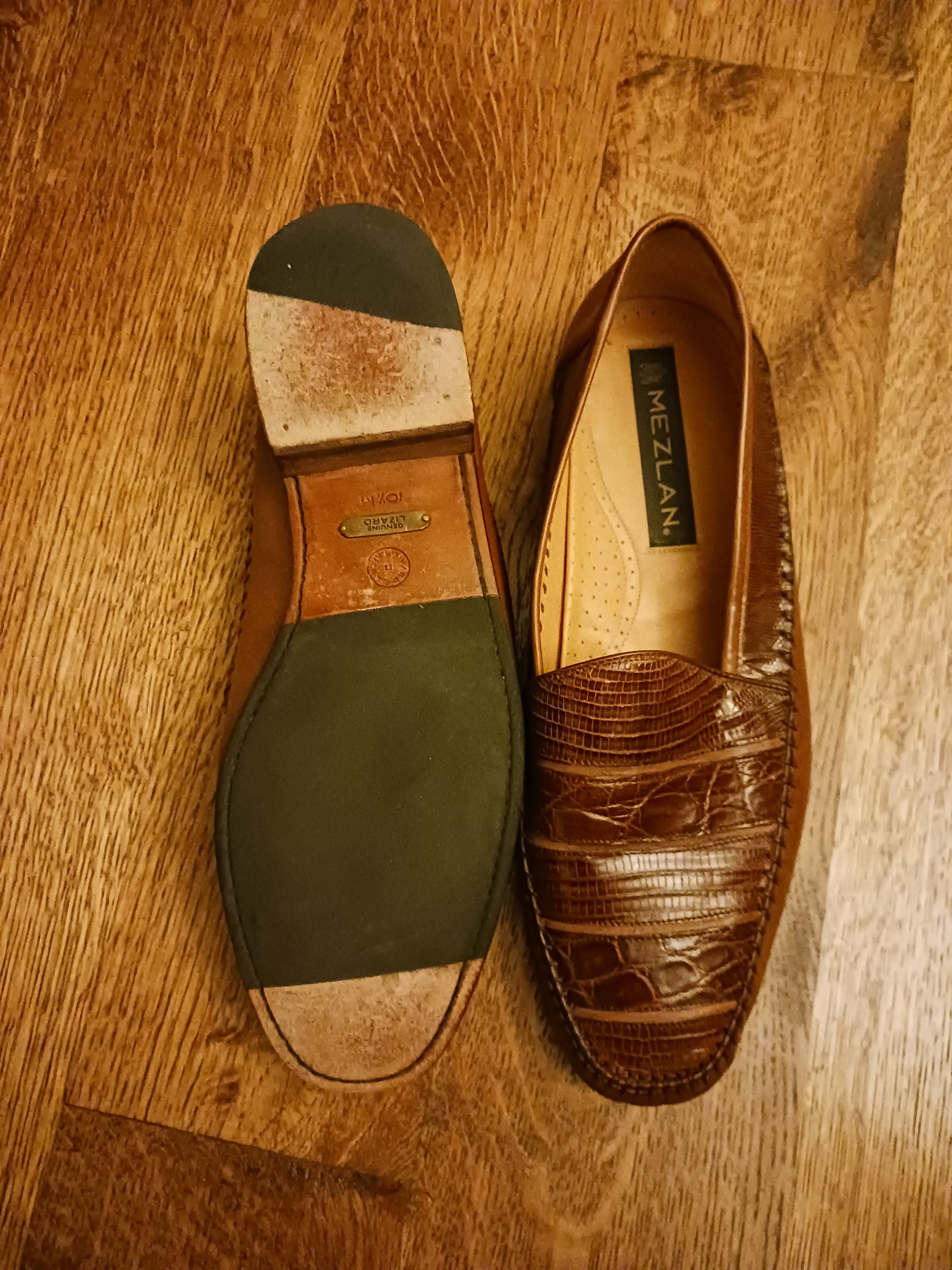 Mezlan Classic Leather and Lizard Skin Exotic Dress Moccasin Size US 10.5 / EU 43-44 - 3 Thumbnail