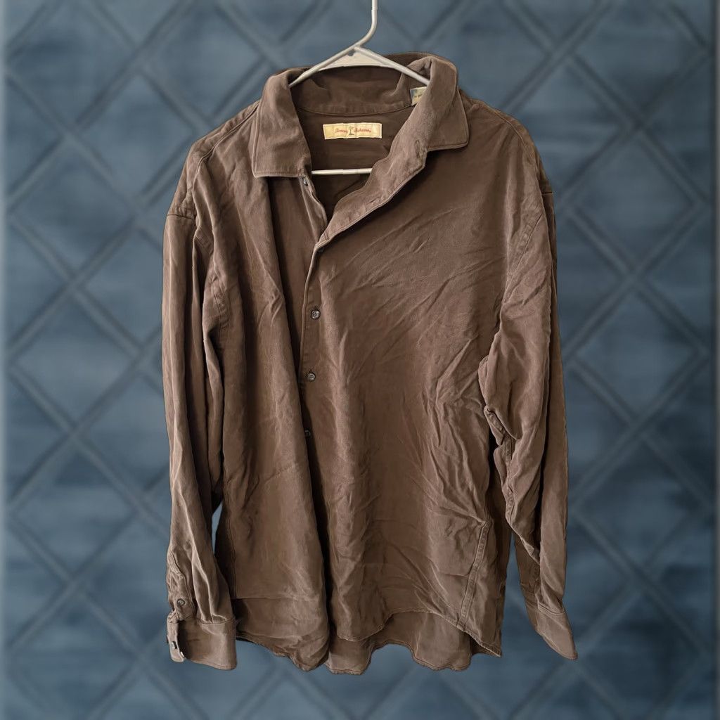 Tommy Bahama Tommy Bahama Shirt Mens 2XT Silk Button-Up Long Sleeve Brown Size US XXL / EU 58 / 5 - 1 Thumbnail