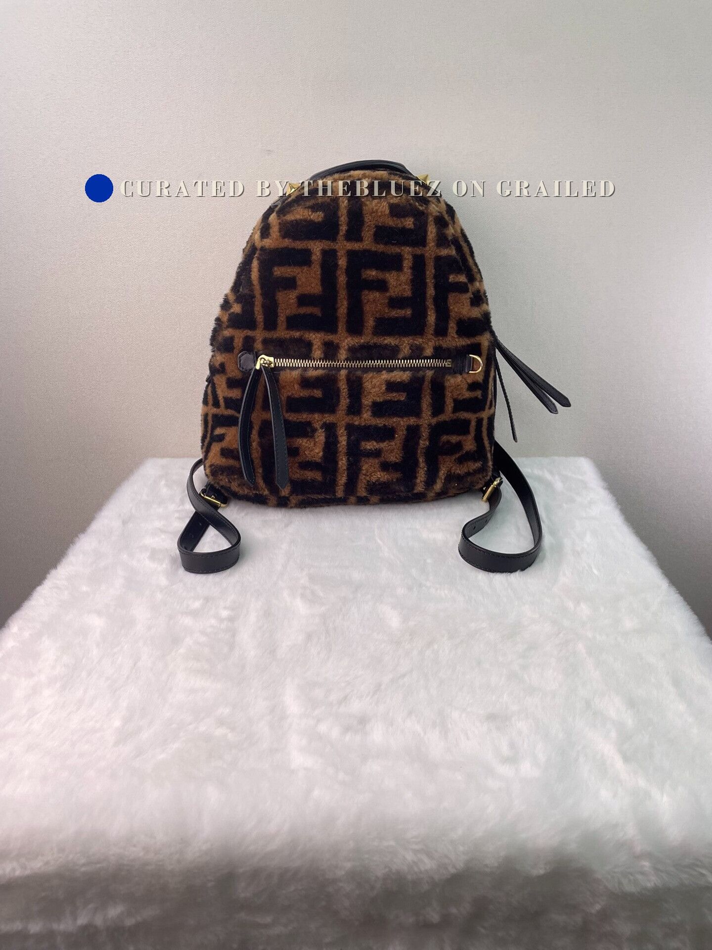 Fendi Fendi Classic Logo Shearling Leather Mini Backpack Size ONE SIZE - 1 Thumbnail