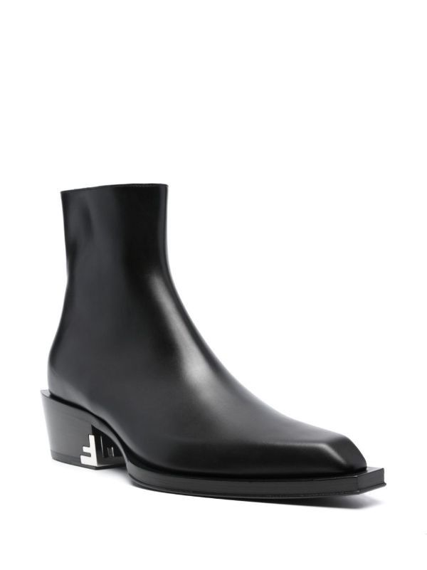 Fendi o1s1wg111224 Cuban-Heel Leather Ankle Boots in Black Size US 7 / EU 40 - 2 Thumbnail