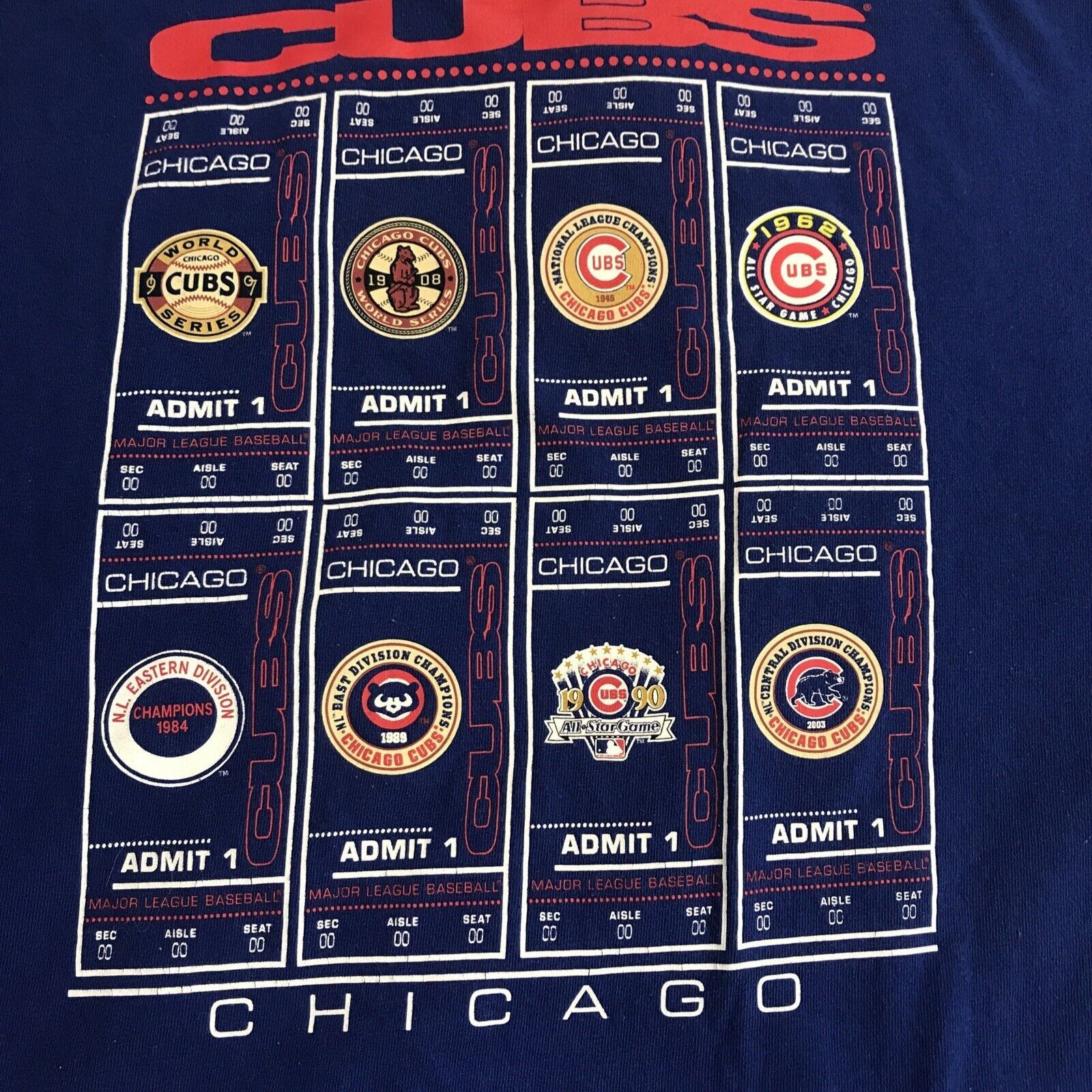 Majestic Majestic Chicago Cubs MLB Basebal Ticket Shirt Adult Large B Size US L / EU 52-54 / 3 - 7 Thumbnail