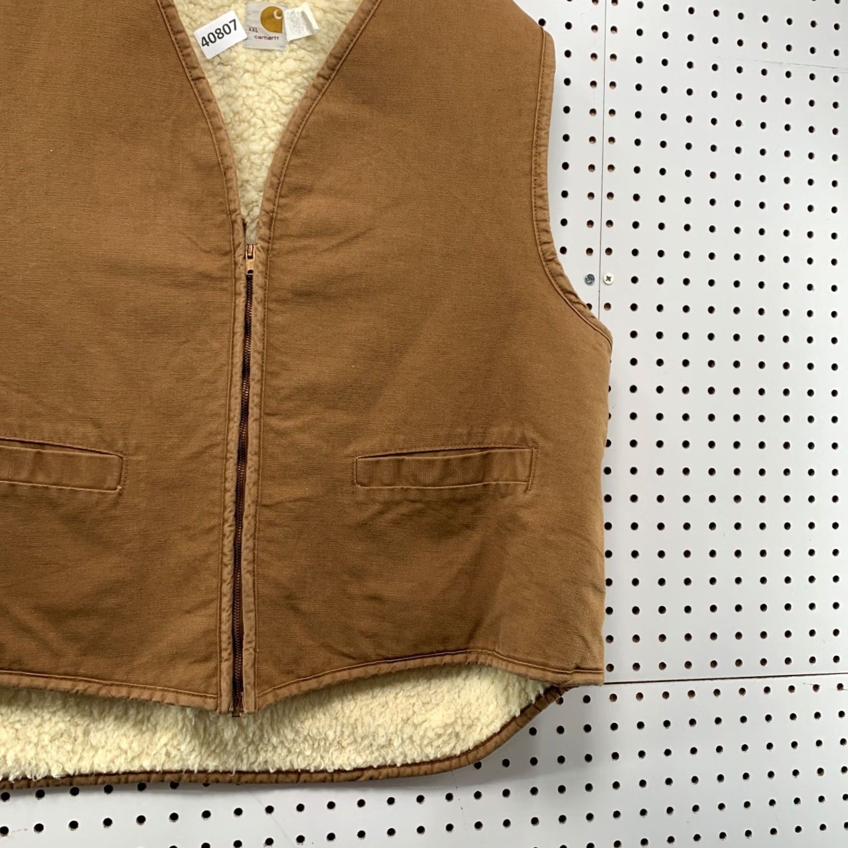 Carhartt VINTAGE Carhartt Vest Shirt Mens 2XL Tan Brown Canvas Sherpa 70s USA 6SV Bomber Workwear Casual Winter Fall Spring Mens Size US XXL / EU 58 / 5 - 6 Thumbnail