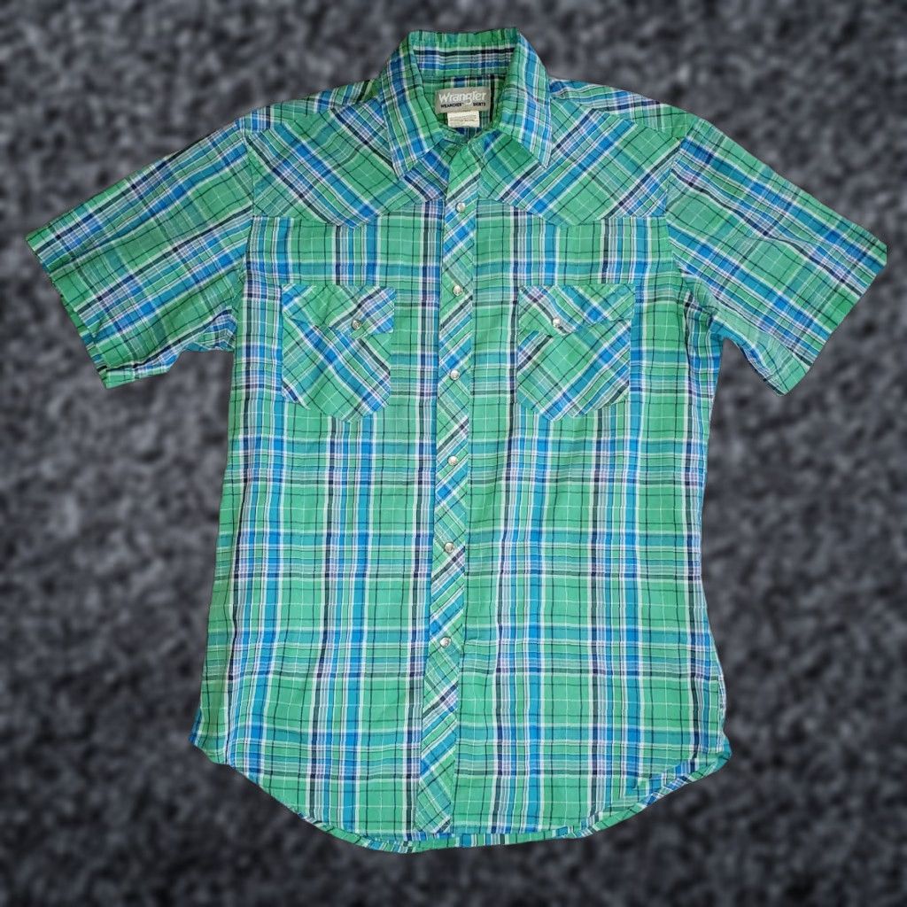 Wrangler VINTAGE Wrangler Wrancher Western Plaid Twill Pearl Snap Mens SZ M Size US M / EU 48-50 / 2 - 1 Thumbnail