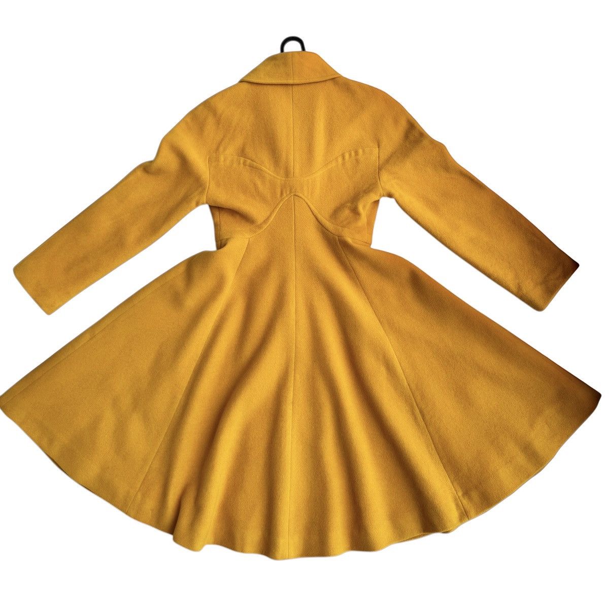 Mugler 🔥Rare Vintage 80s Thierry Mugler Mustard Yellow Wool Coat Size M / US 6-8 / IT 42-44 - 3 Thumbnail