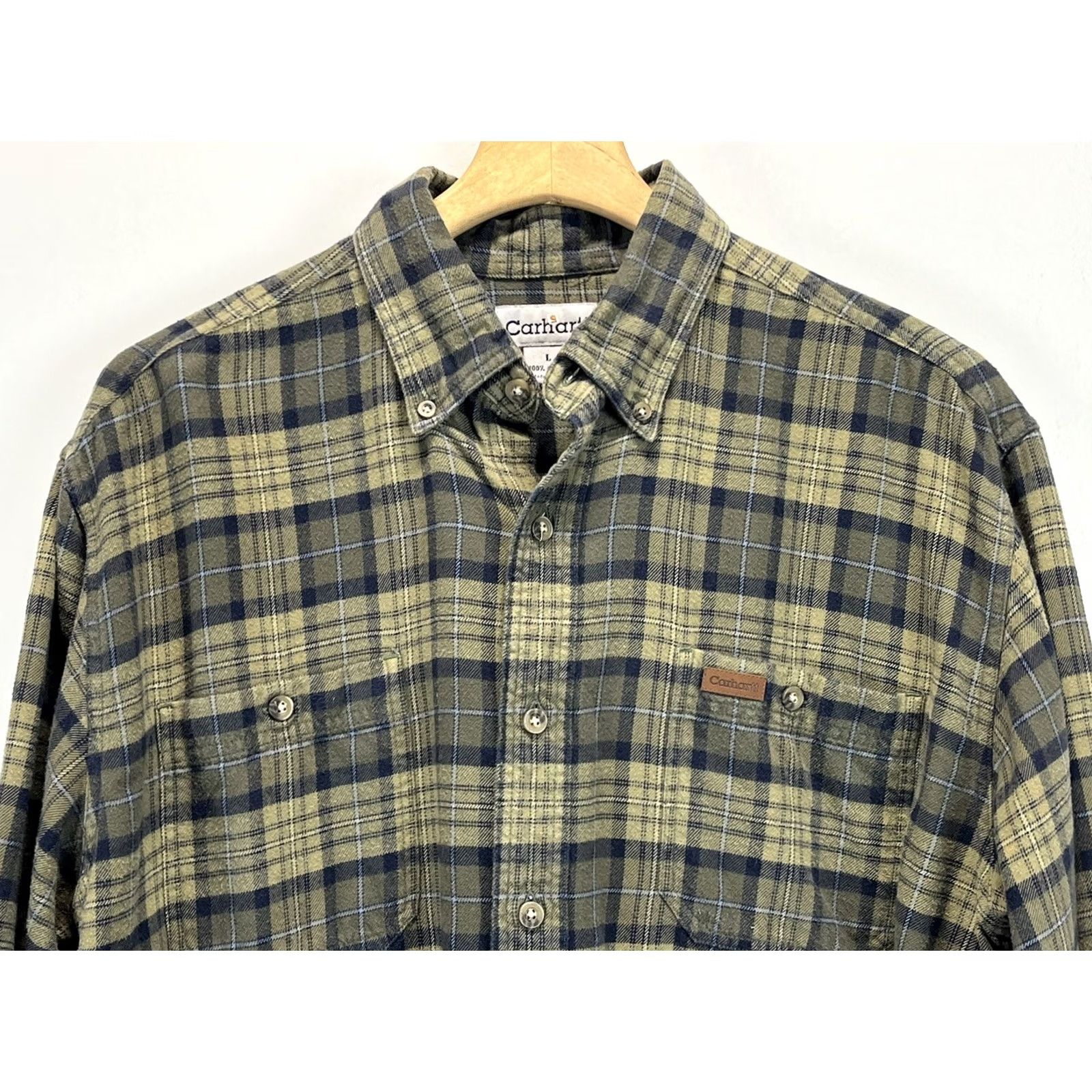 Carhartt Carhartt Shirt Men Large Olive Plaid Flannel Button-Up Workwear Button-Down Long Sleeve Pockets Casual Cavort Outdoors Rugged Gorp Core Size US L / EU 52-54 / 3 - 3 Thumbnail