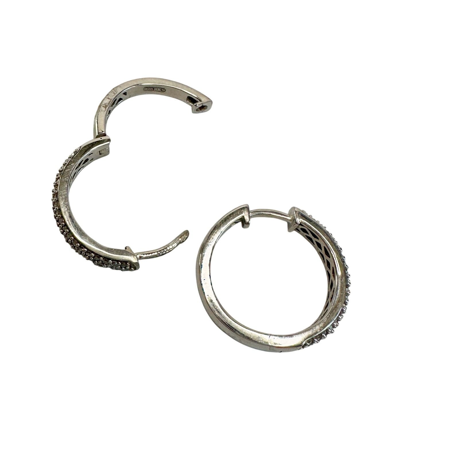 Other 1/2 Carat Natural Diamond Hoop Earrings in Sterling Silver Size ONE SIZE - 5 Thumbnail