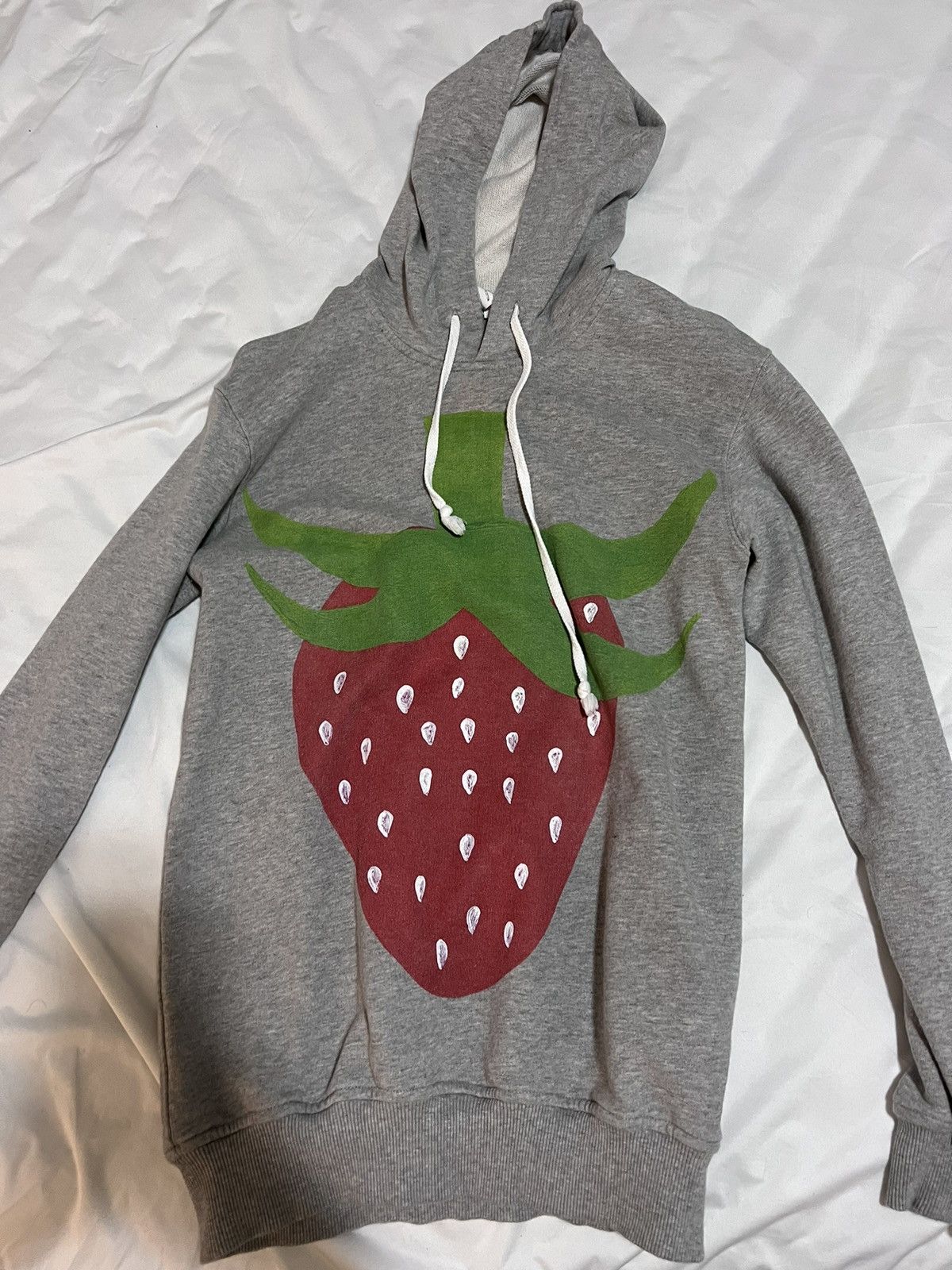 image of Comme Des Garcons Shirt Strawberry Hoodie in Grey, Men's (Size Small)