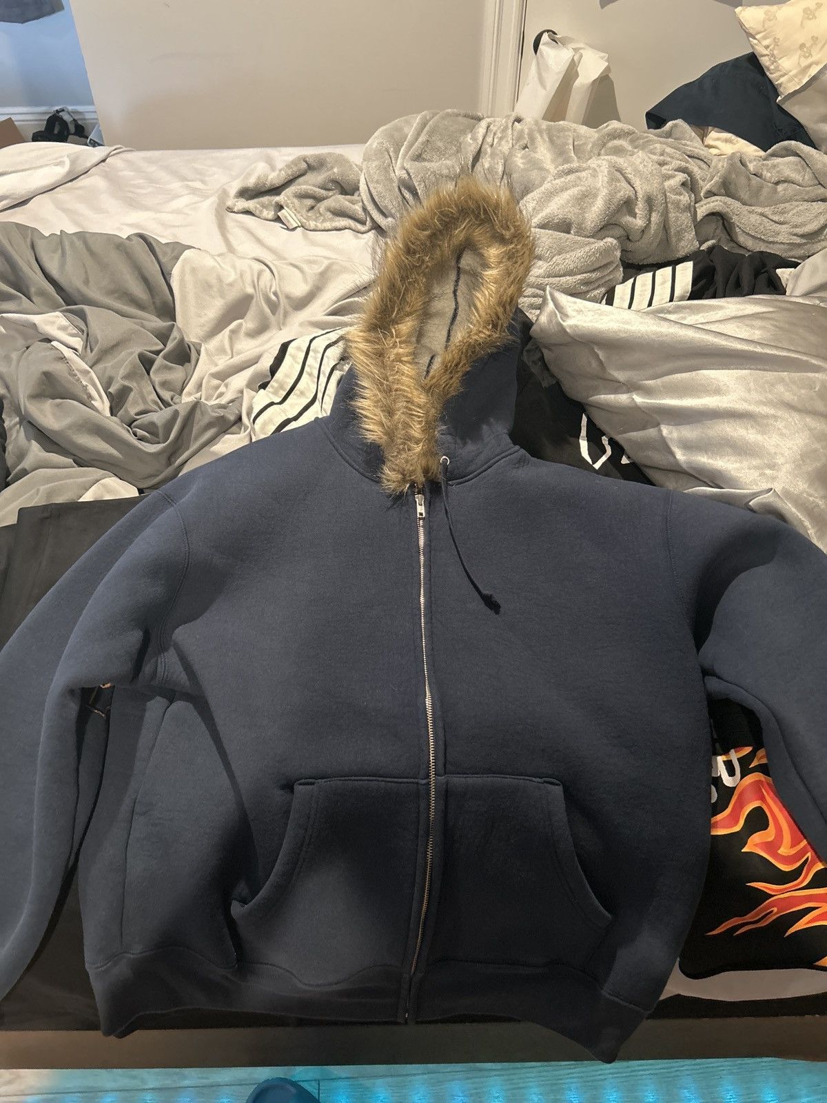 Supreme supreme faux fur zip up hooded sweatshirt | Grailed