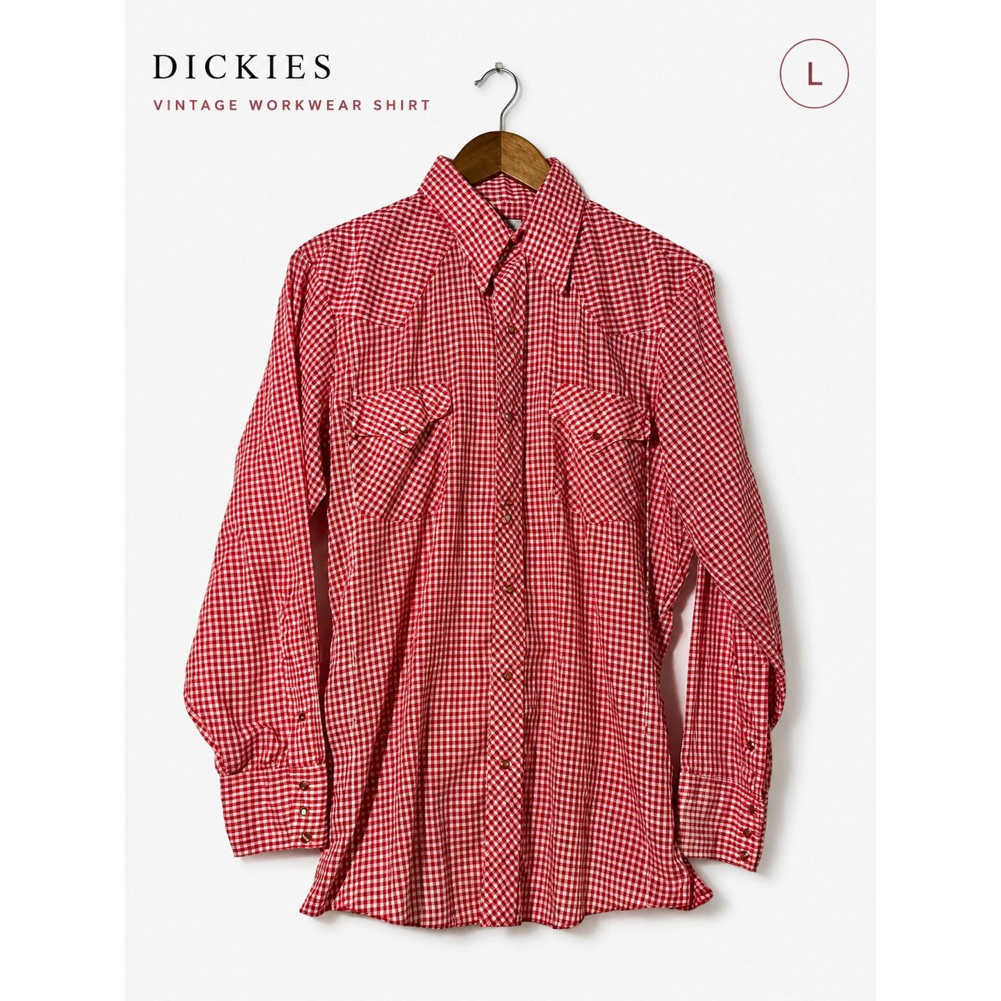 Dickies Dickson-Jenkins Vintage Red Gingham Pearl Snap Shirt USA L Size US L / EU 52-54 / 3 - 1 Thumbnail