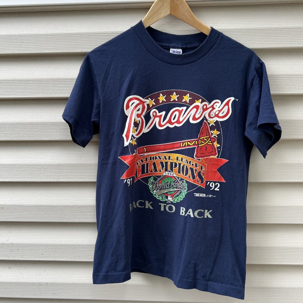 Vintage MLB Atlanta Braves 1992 Logo 7 Tee Shirt XL Made in USA