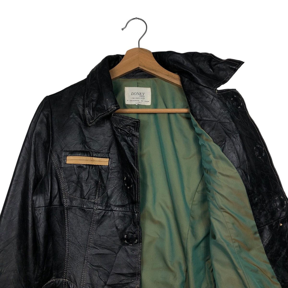 Japanese Brand 📌Vintage Biker Leather Jacket Doney Casa Issey Miyake Size US M / EU 48-50 / 2 - 13 Thumbnail