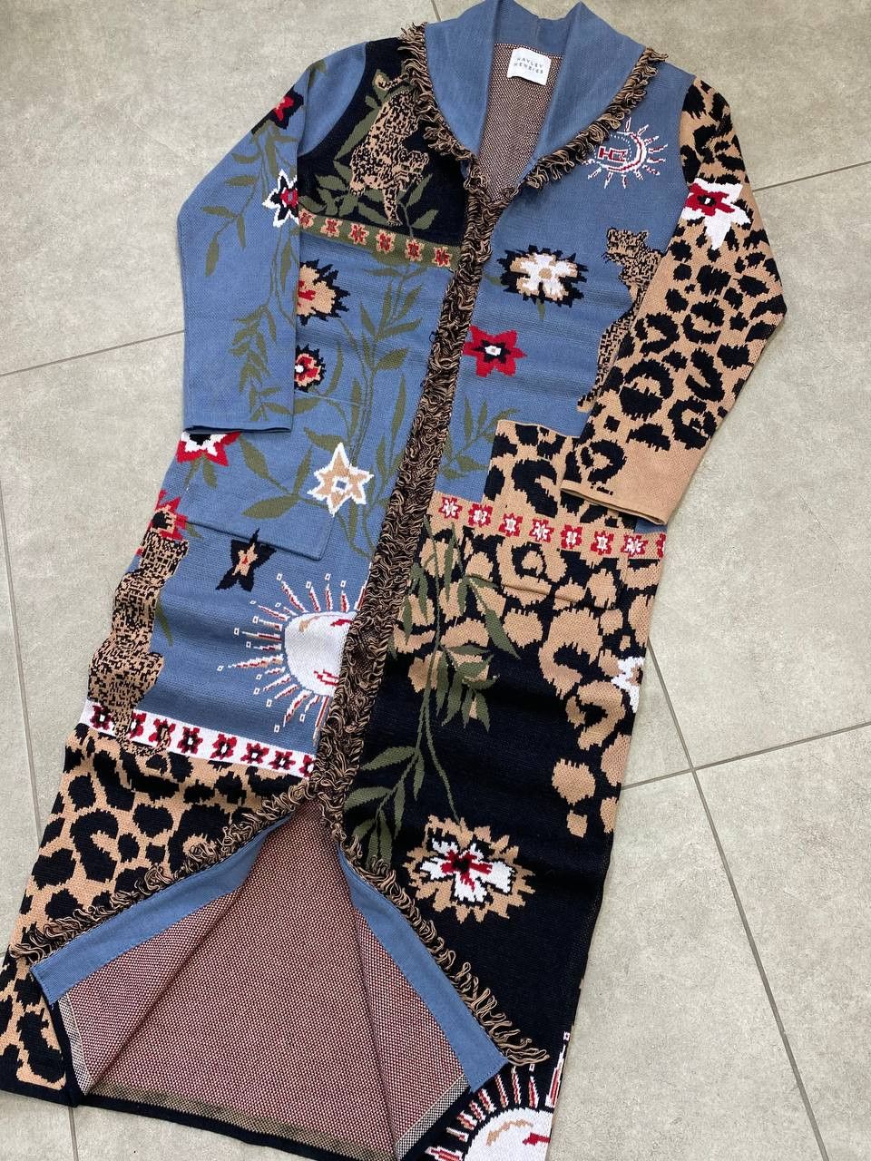 Other UK Hayley Menzies Enchanted Leopard Jacquard Duster Cardigan Size XS / US 0-2 / IT 36-38 - 4 Thumbnail