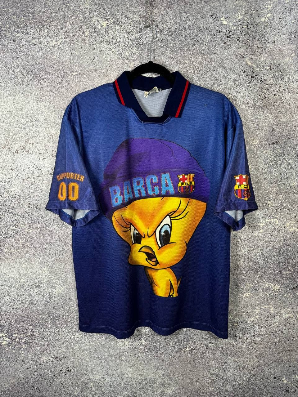 Warner Bros 90's Tweety Bird Barcelona 1998 Jersey Single Stitch Large Size US L / EU 52-54 / 3 - 1 Thumbnail