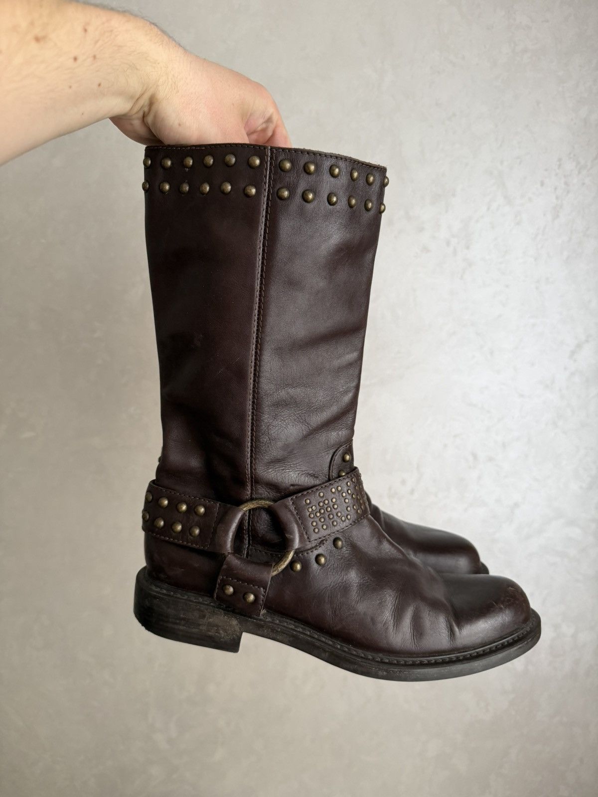 Moschino Vintage Italian AS 98 Rick Owens Style Leather Cowboy Boots Size US 8 / EU 41 - 10 Thumbnail