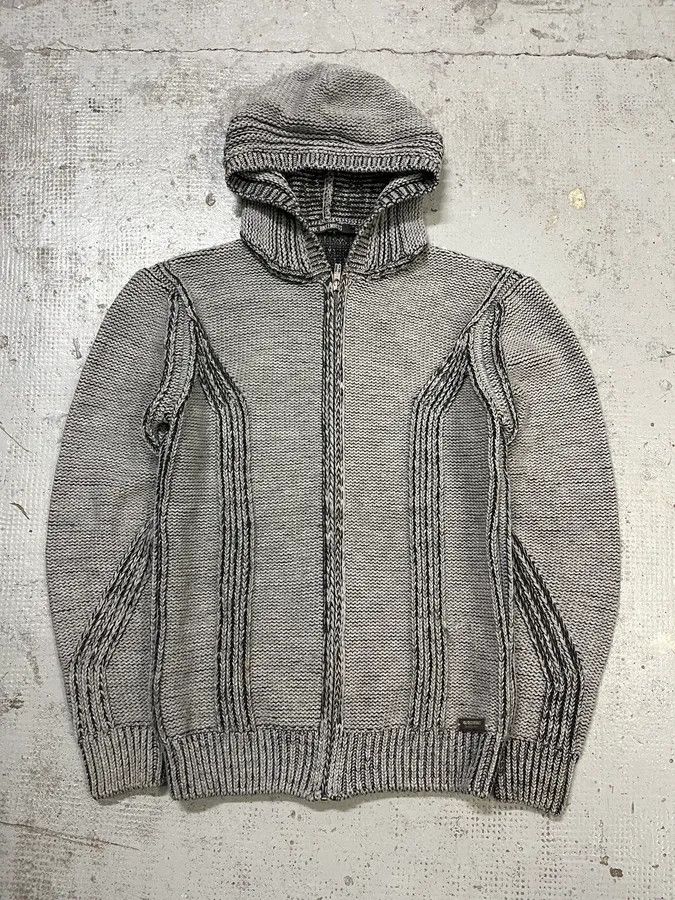 Dirk Bikkembergs 2000s Bikkembergs Knit Grey Zip-Up Hoodie Size US M / EU 48-50 / 2 - 4 Thumbnail