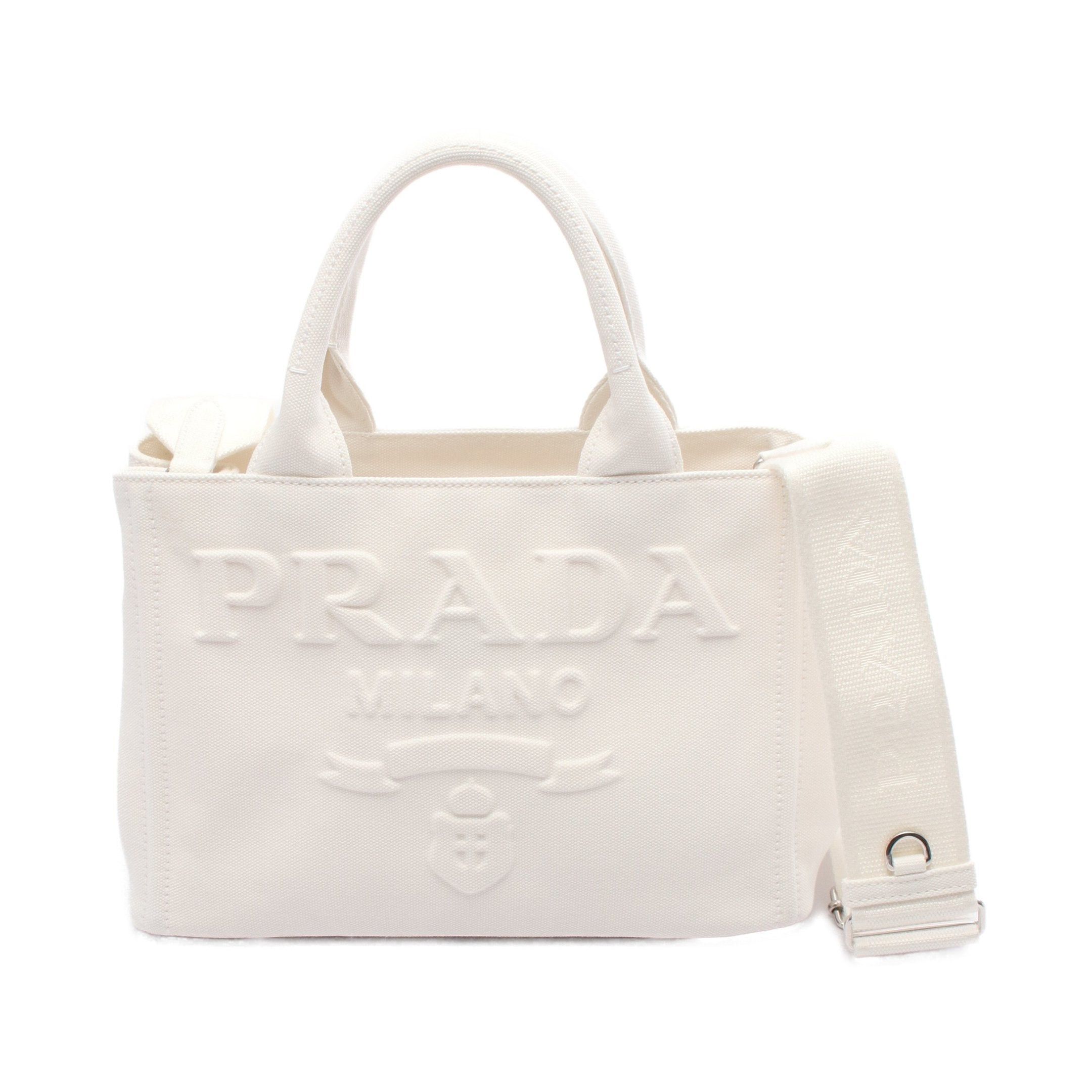 Prada Prada Canapa Kanapa Handbag Tote Bag Canvas White Size ONE SIZE - 1 Thumbnail