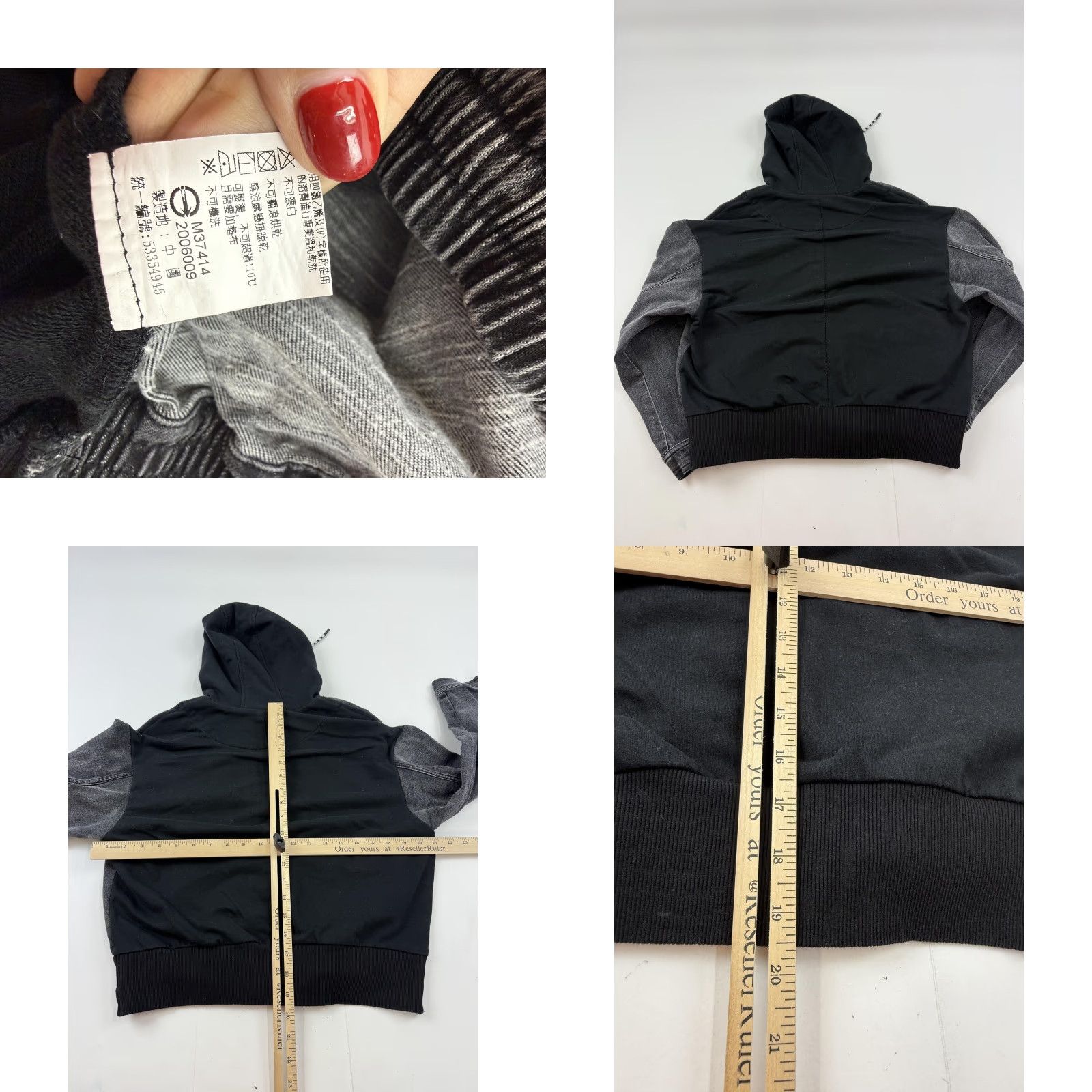 Denime Abito Jacket Womens Small Gray Denim Hooded Bomber Full Zip Pockets Cropped Size S / US 4 / IT 40 - 8 Thumbnail