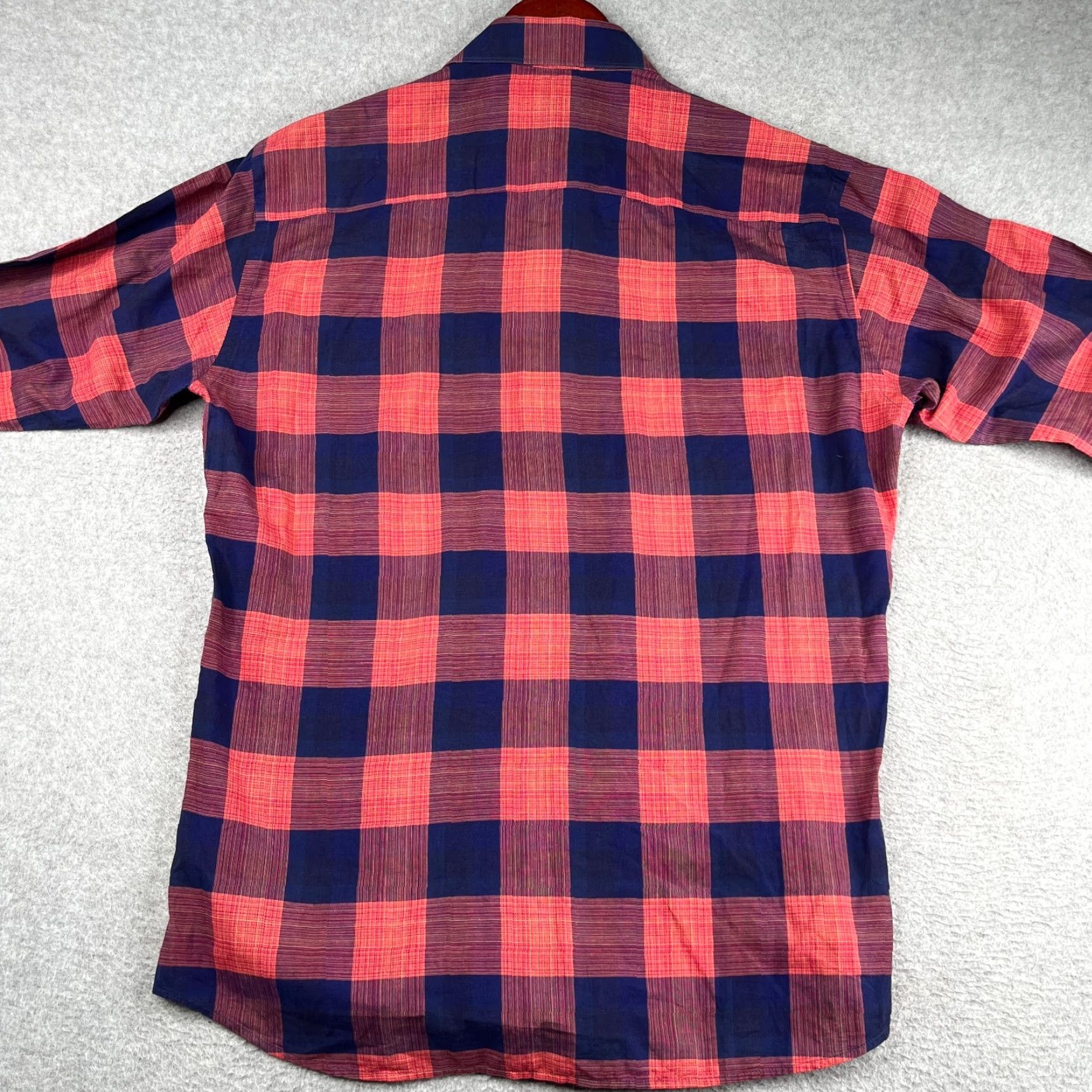 Jared Lang Jared Lang Shirt Large Navy Pink Check Casual Button Up Long Sleeve Mens Size US L / EU 52-54 / 3 - 7 Thumbnail