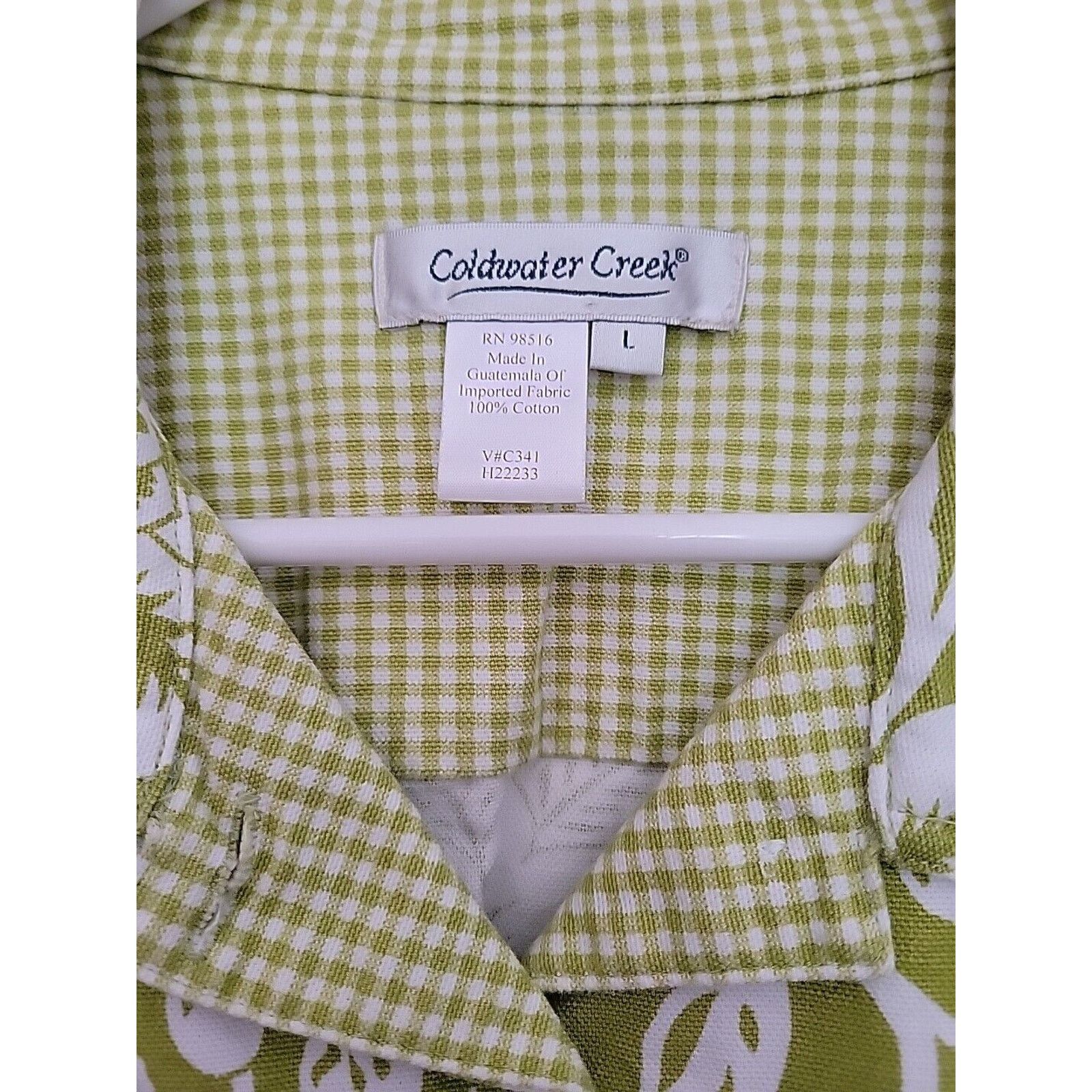 Coldwater Creek Coldwater Creek Women LG Green Floral Button Cotton Jacket Size L / US 10 / IT 46 - 2 Thumbnail