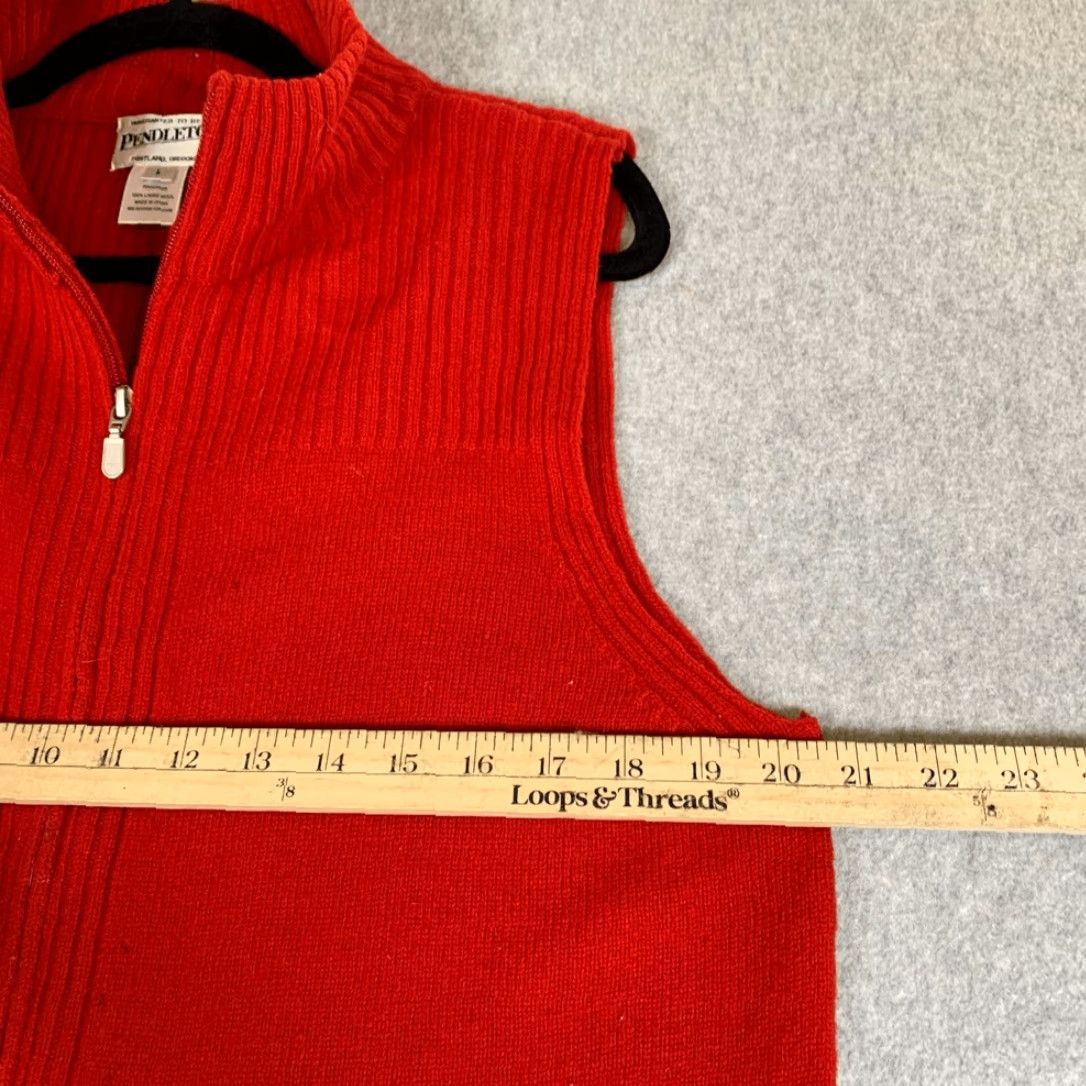 Pendleton Pendleton Vest Womens Size L 100% Lambs Wool Red Zip Front Ribbed Sweter Vest Red Seller: Pendleton Size L / US 10 / IT 46 - 3 Thumbnail
