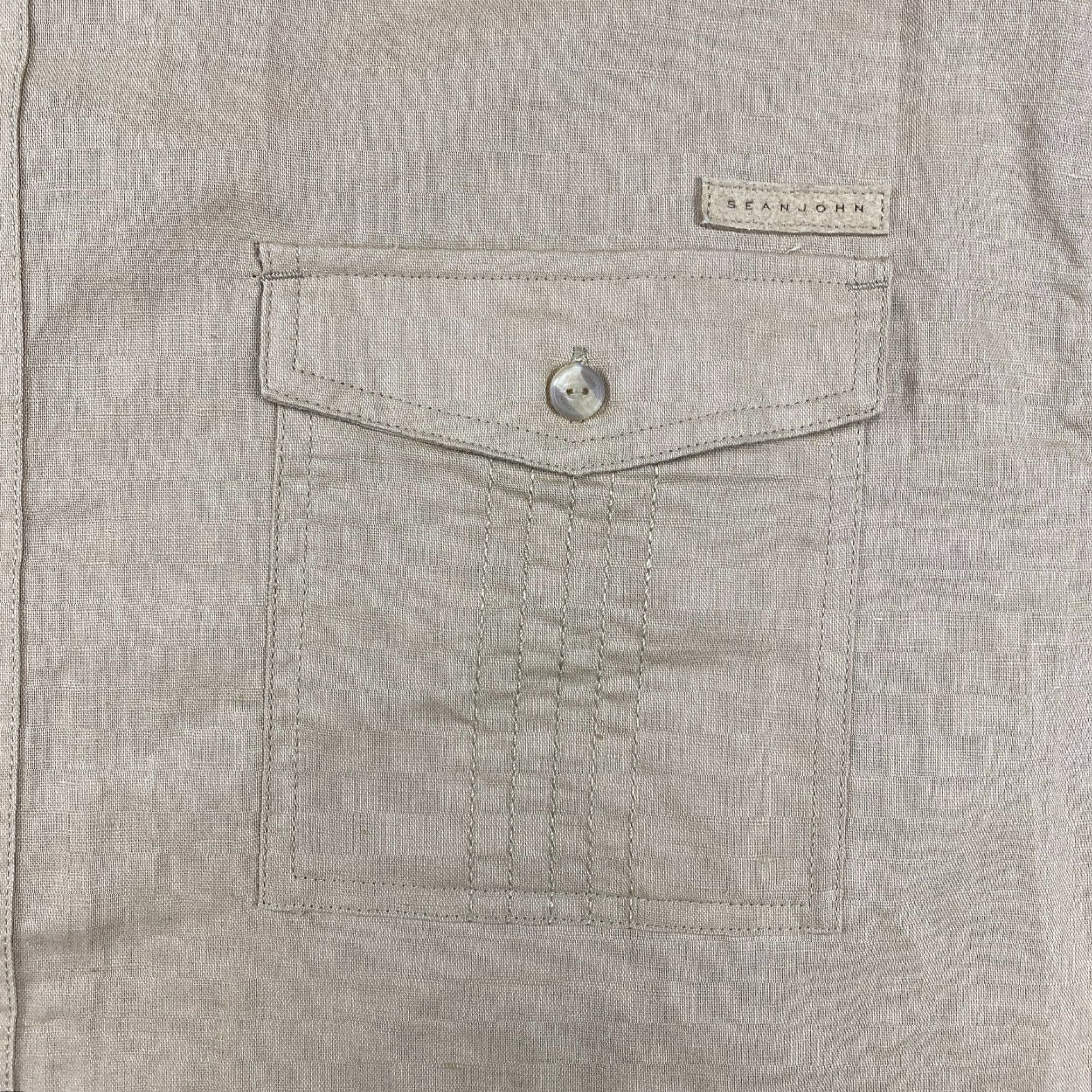 Sean John VINTAGE: NO | Sean John Button-Up Shirt Mens 4XL Beige Original Fit Linen Short Sleeve NWT Size US XXL / EU 58 / 5 - 4 Thumbnail