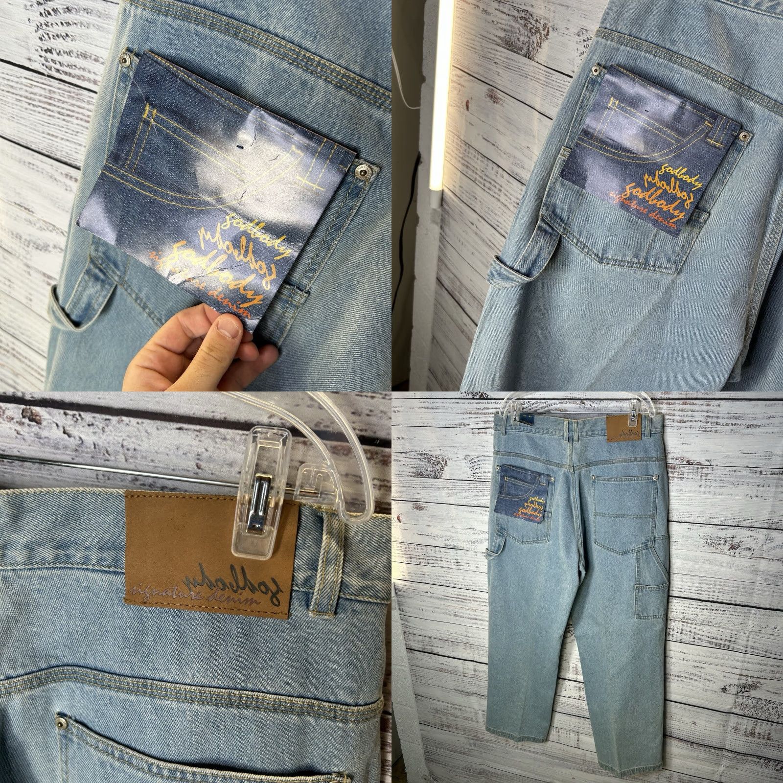 Denime VINTAGE Godbody Jeans Carpenter 36x31 Men Regular Denim Blue 5-Pocket Hip-Hop 90s Style Size US 36 / EU 52 - 8 Thumbnail