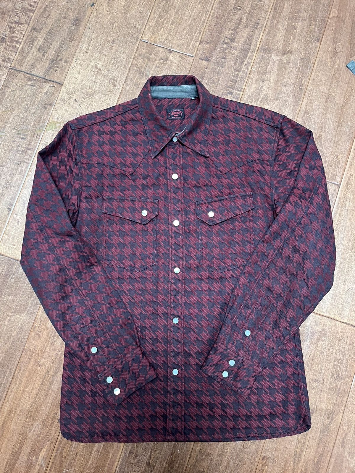 image of Real Japan Blues x The Flat Head Rjb Houndstooth Nel Western in Wine, Men's (Size Medium)