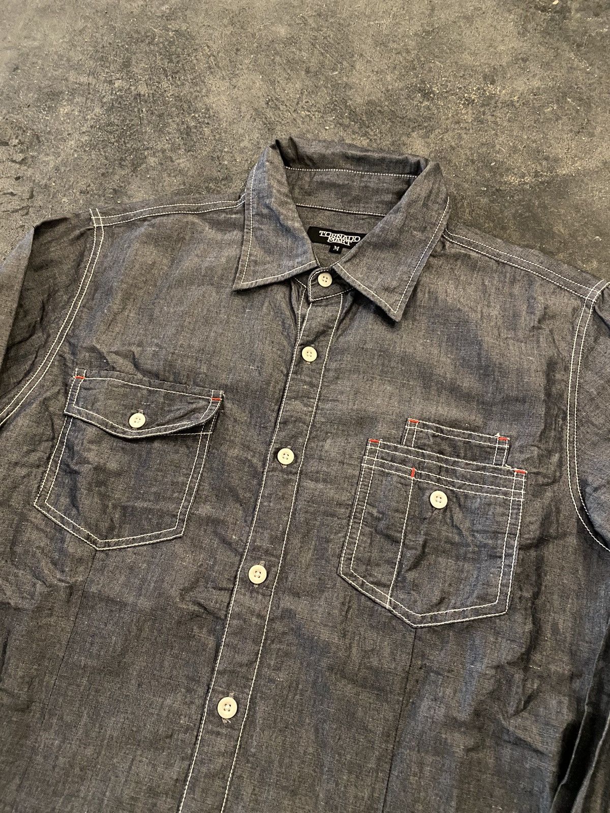 Beauty Beast × Japanese Brand × Tornado Mart Tornado Mart Japan Chambray long Shirt Size US M / EU 48-50 / 2 - 2 Thumbnail