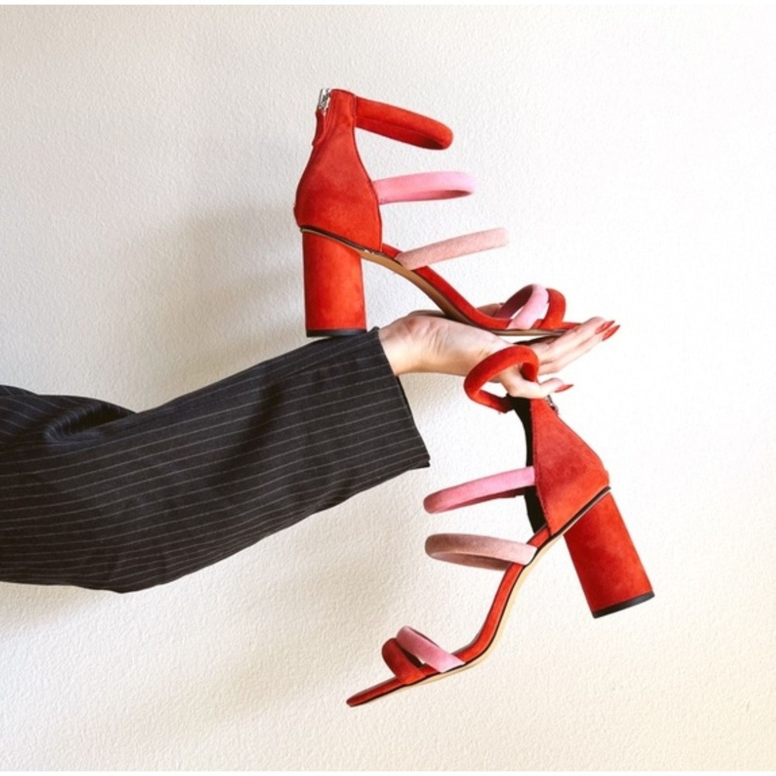 Rebecca Minkoff Rebecca Minkoff Suede Block Sandals - Red and Pink size 8 Size US 8 / IT 38 - 6 Thumbnail