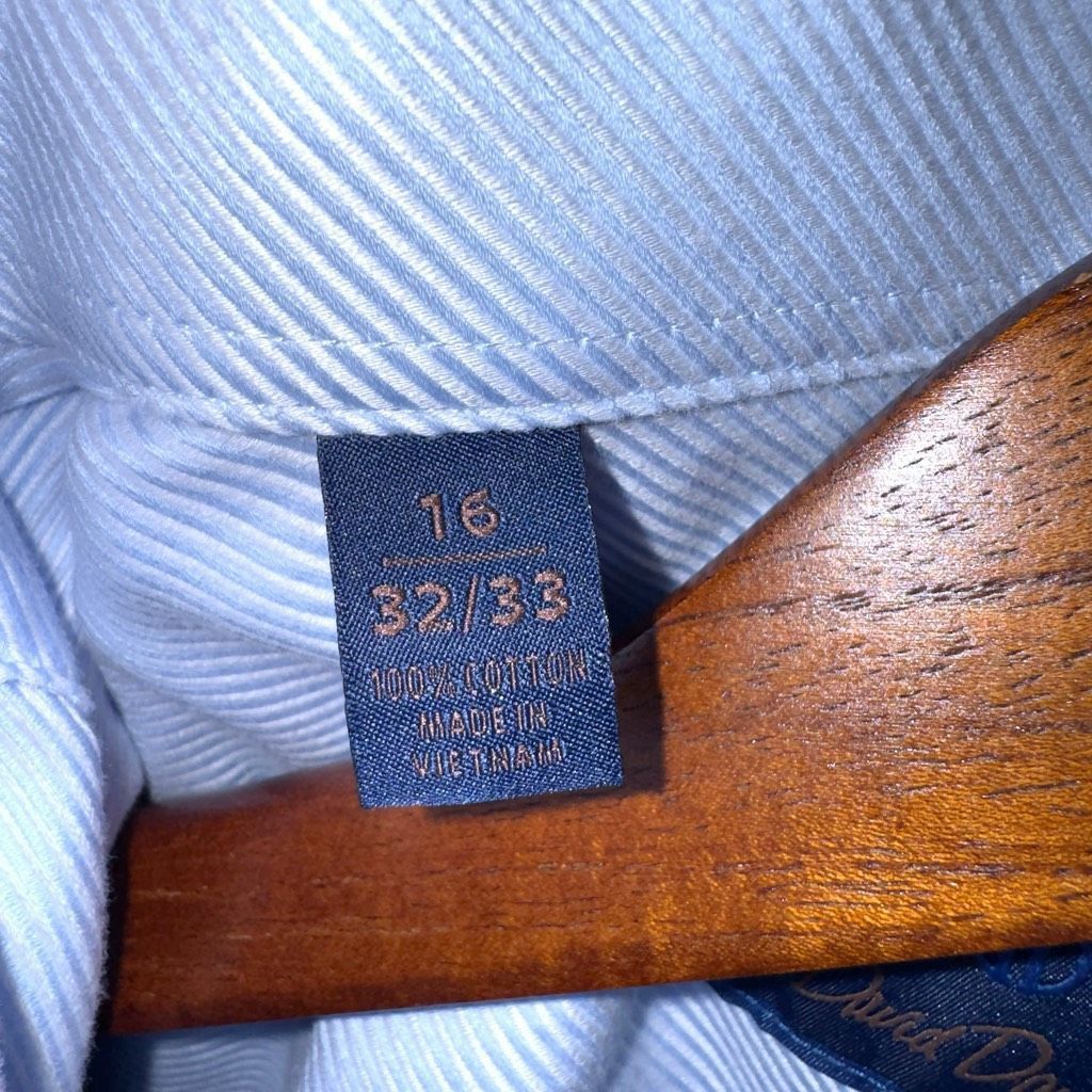David Donahue Blue David Donahue Trim Fit Dress Shirt Size M 16 32/33 Size US M / EU 48-50 / 2 - 3 Thumbnail