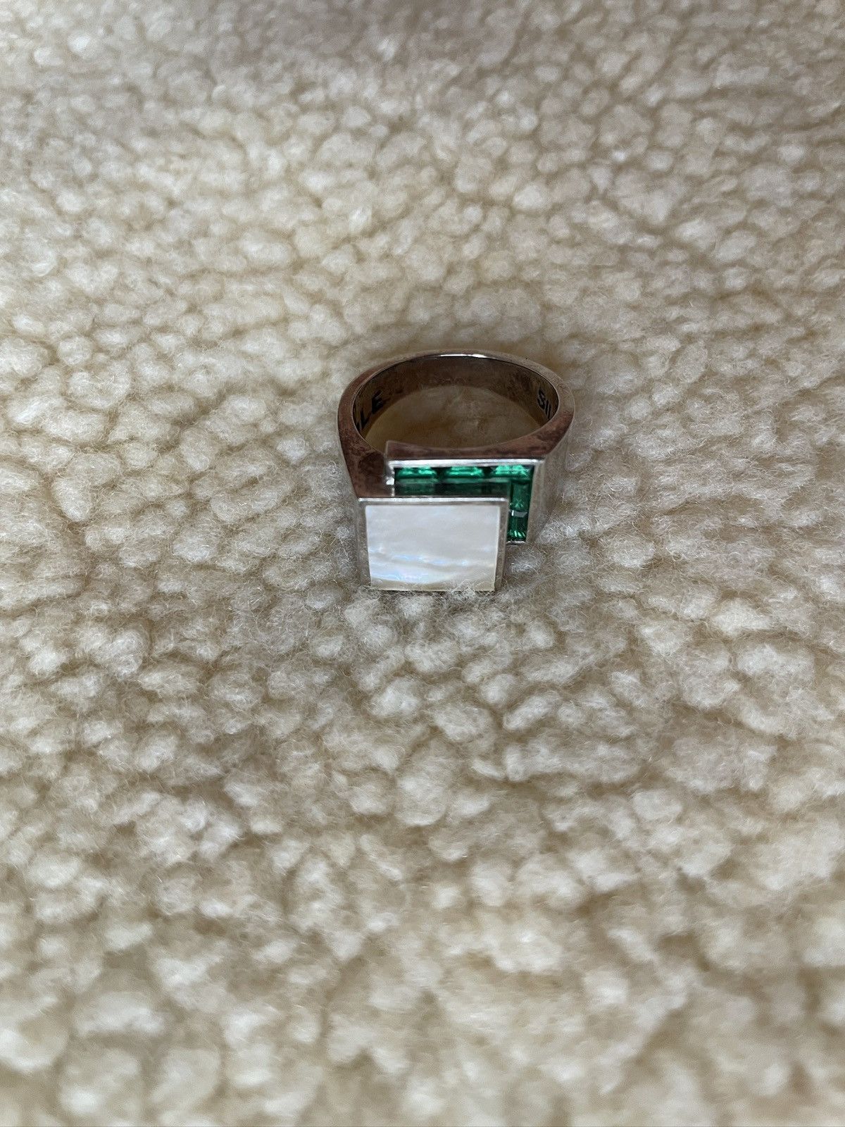Other MAPLE - MOTHER OF PEARL x GREEN TOPAZ - 925 SILVER RING Size ONE SIZE - 13 Thumbnail