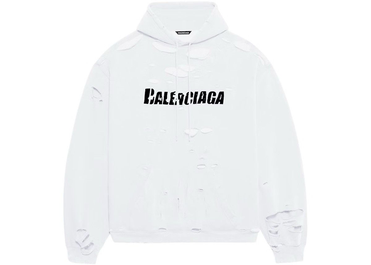 Balenciaga Balenciaga Logo Destroyed Hoodie Size US S / EU 44-46 / 1 - 8 Thumbnail