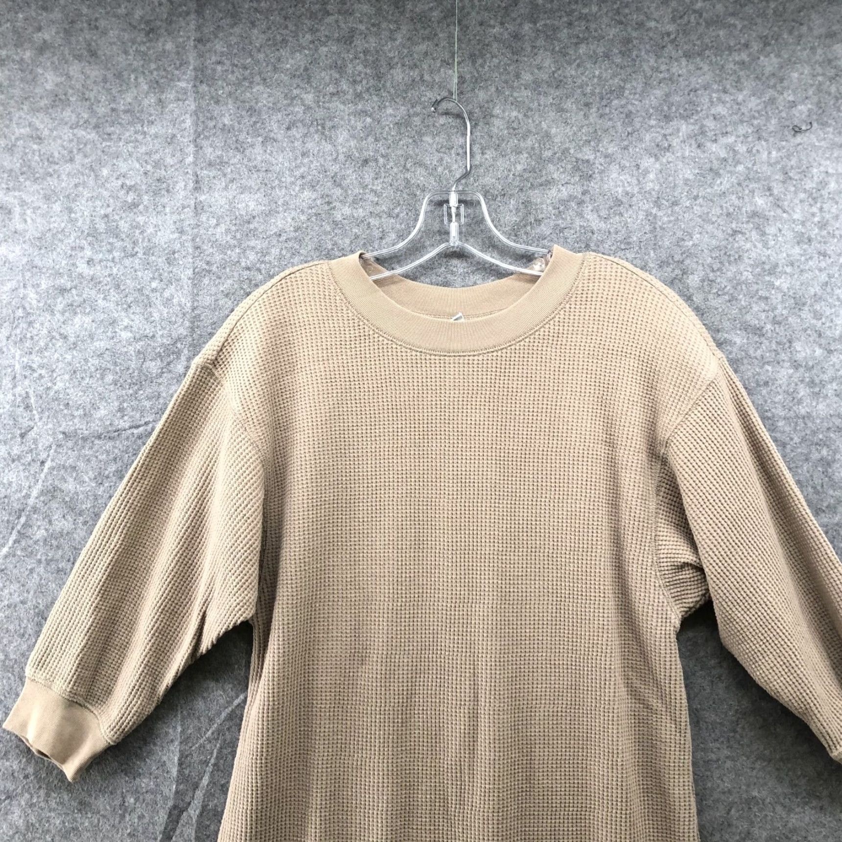 Uniqlo Uniqlo Waffle Crewneck Midi Dress Womens XS Beige 3/4 Sleeve Thermal Lounge Size XS / US 0-2 / IT 36-38 - 3 Thumbnail