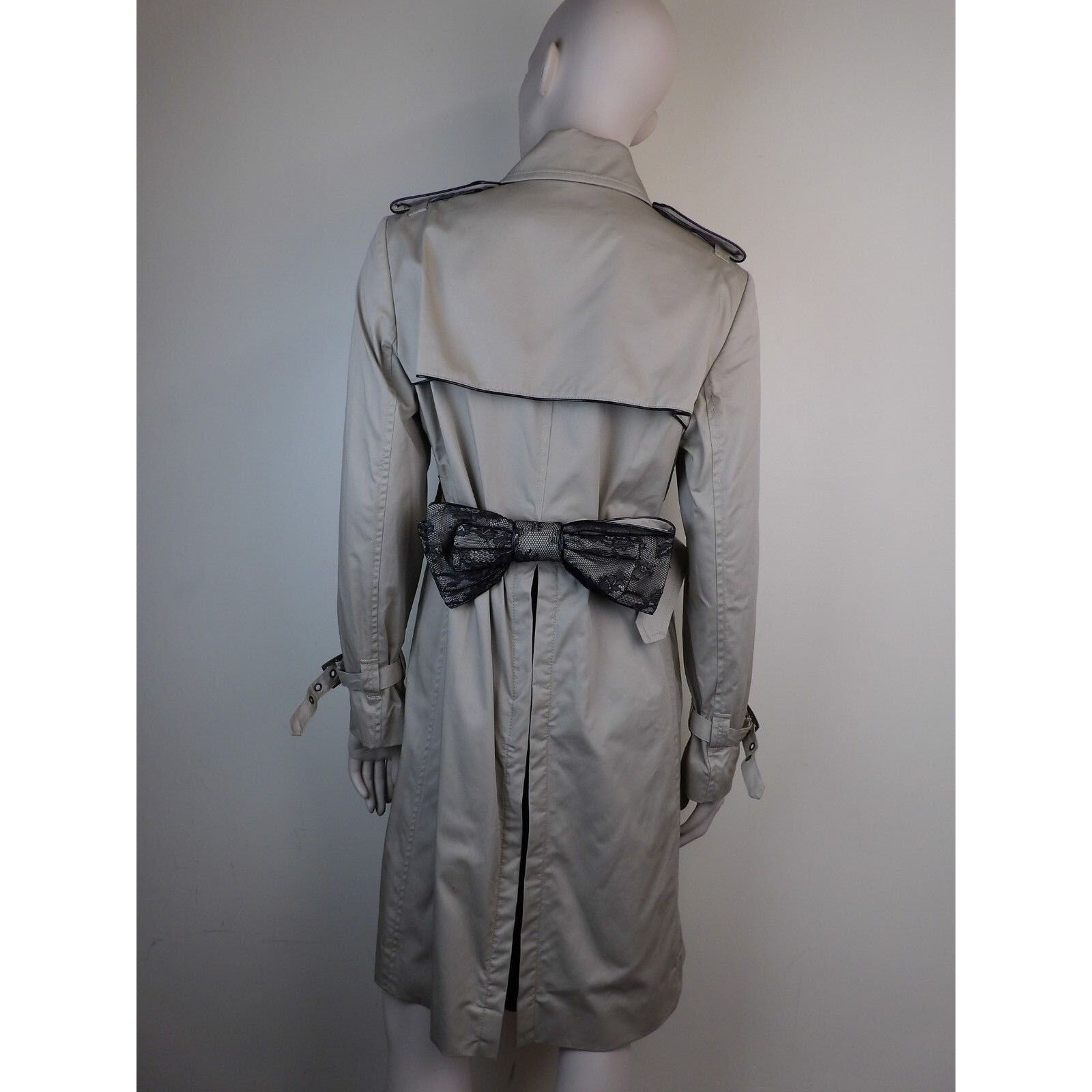 VALENTINO GRAY COTTON DOUBLE BREAST BOW COAT JACKET 42 $895