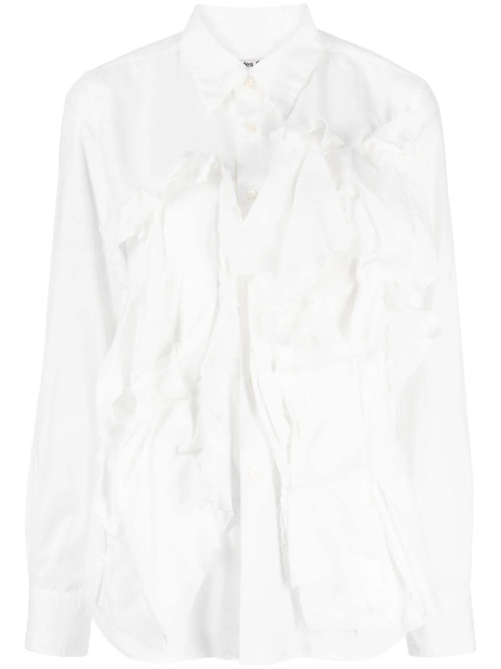 Comme des Garcons o1mle0824 Applique Detail Shirt in White Size L / US 10 / IT 46 - 1 Thumbnail