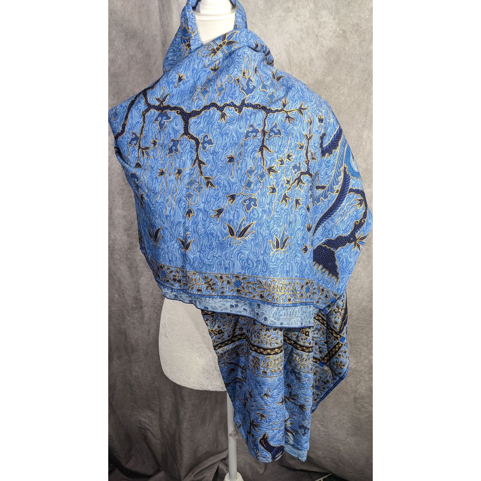 Other Blue Batik Peacock Sarong Wrap 68x45 Inches With Intricate F Size ONE SIZE - 12 Thumbnail