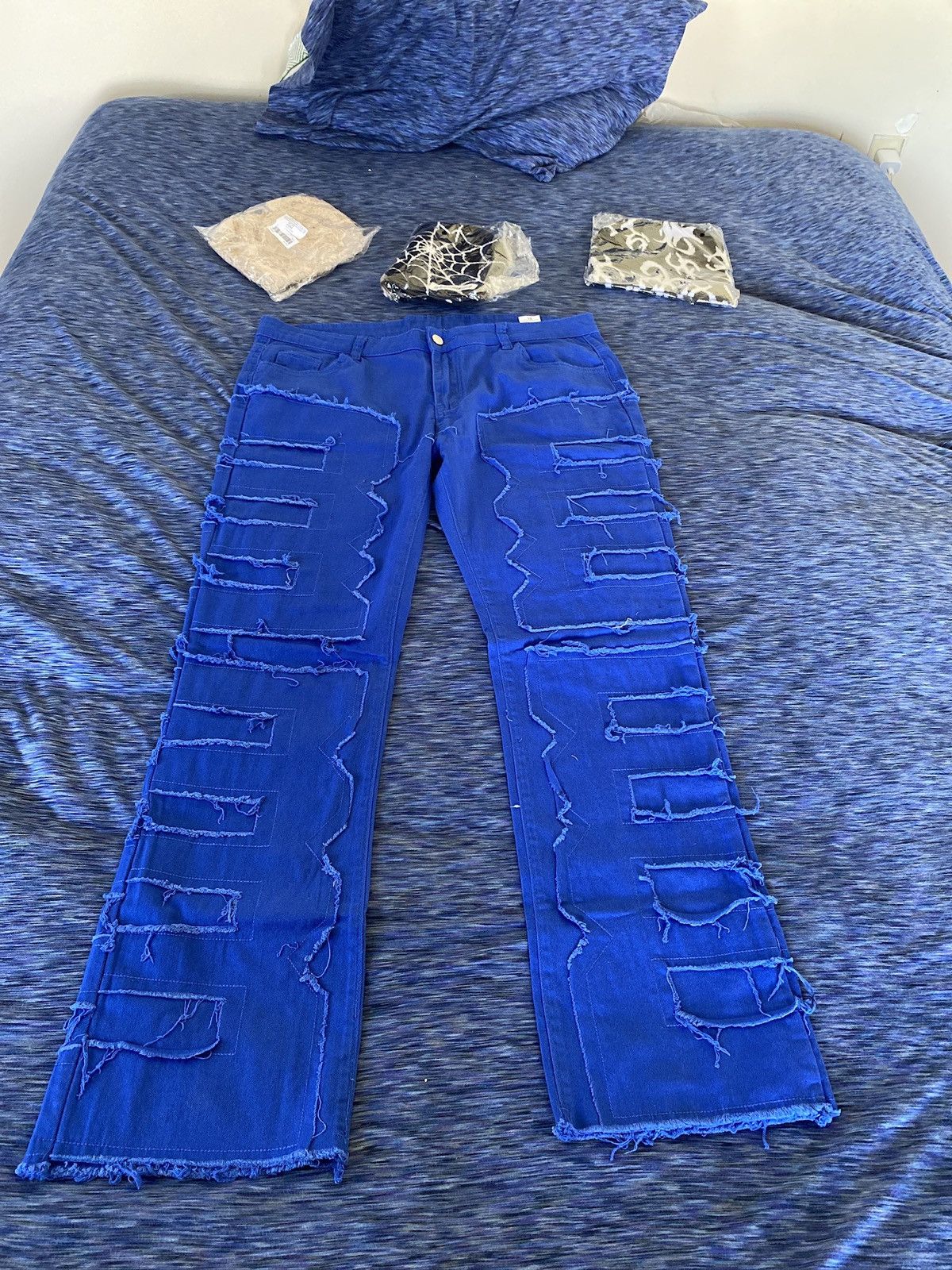 image of Stacked Flare Denim Pants in Blue, Men's (Size 36)