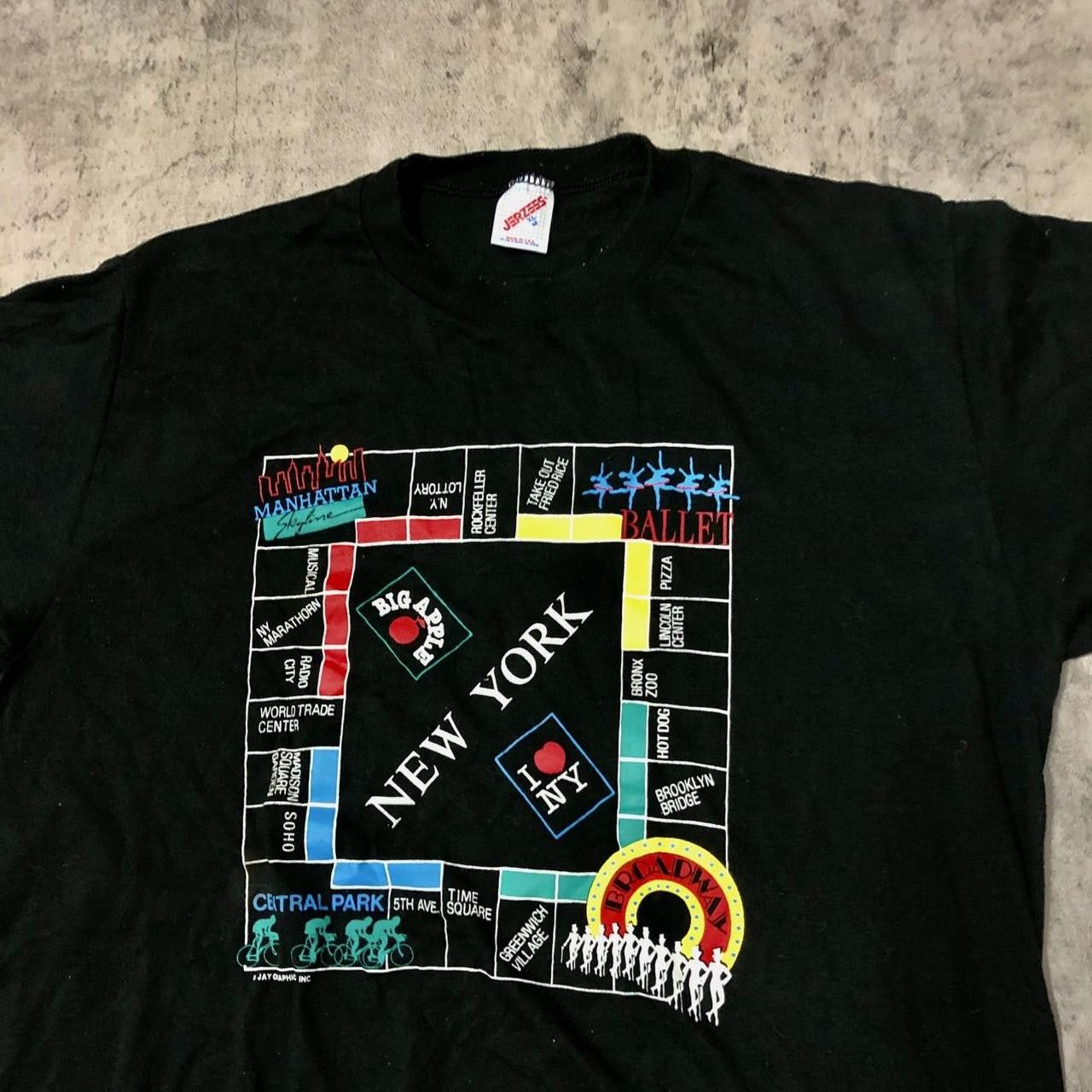 Jerzees 1980s New York Monopoly board game black cotton Size US XL / EU 56 / 4 - 2 Thumbnail