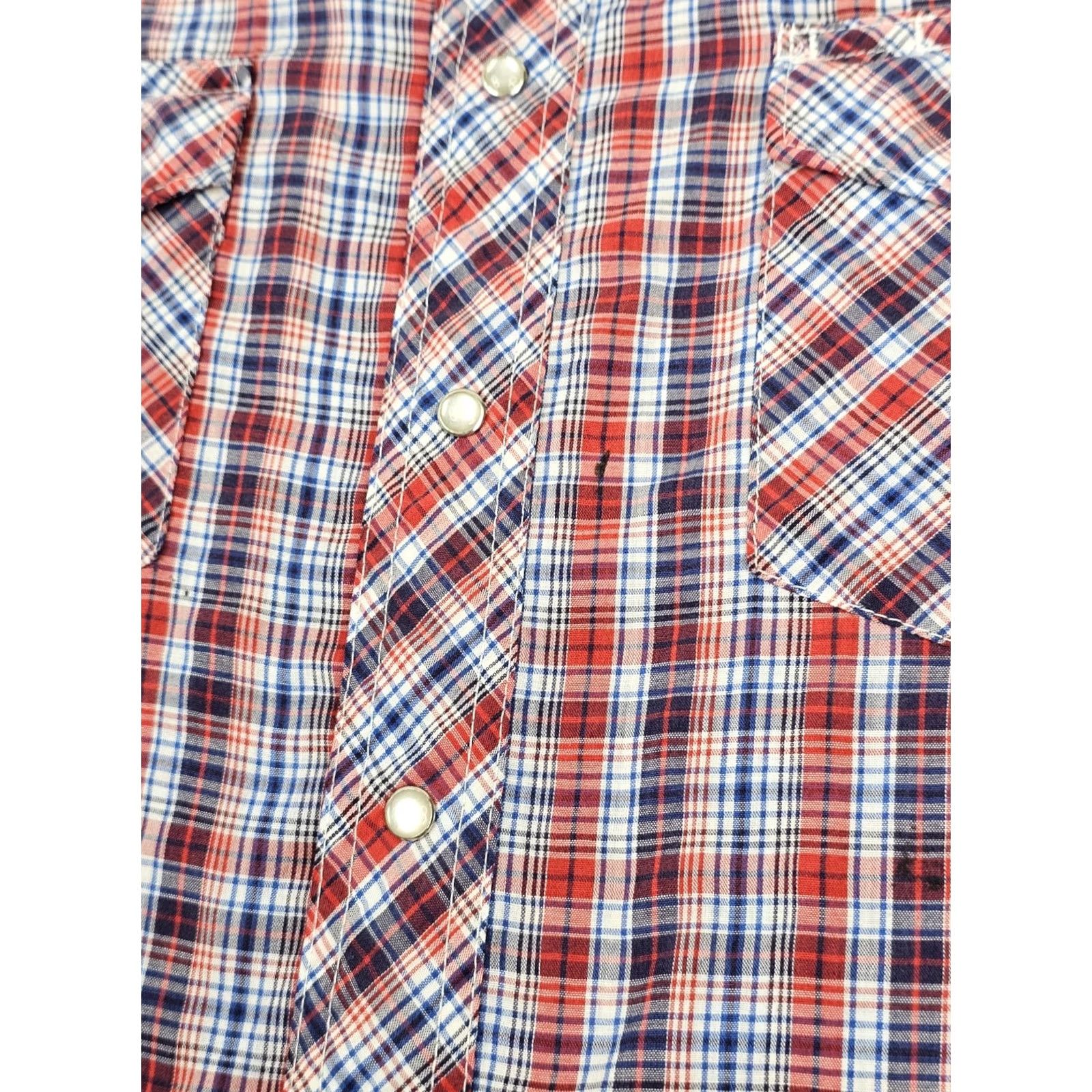 Vintage VINTAGE Rustler X-Long Tails Shirt LOT x 2 Pearl Snap Western Work Shirt Men L Blue Red Size US L / EU 52-54 / 3 - 6 Thumbnail
