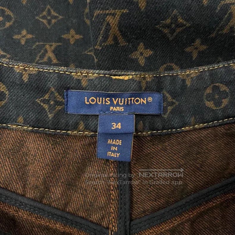 Louis Vuitton Louis Vuitton 25 Years Black Full Logo Denim Wide Leg Pant Size US 34 / EU 50 - 4 Thumbnail